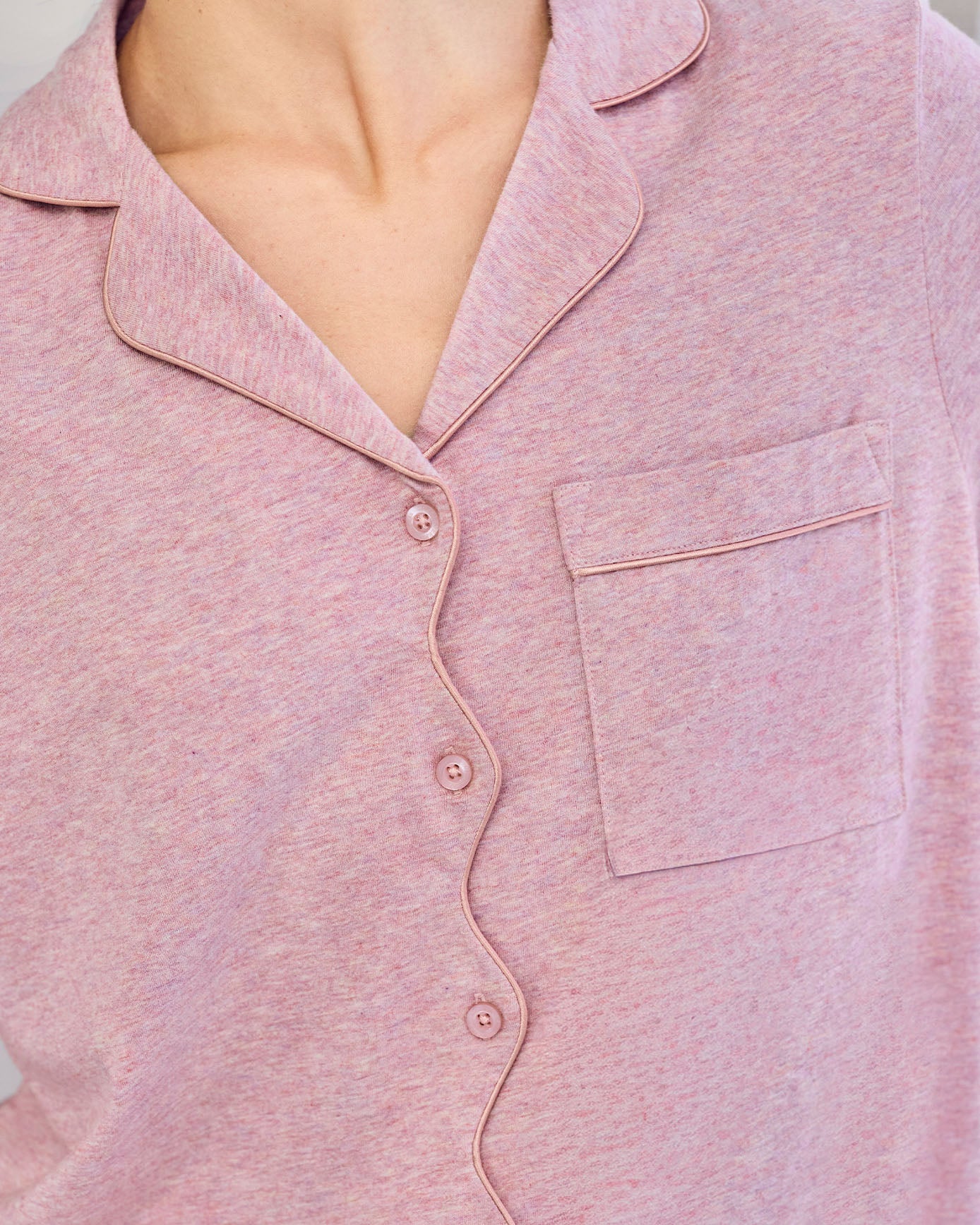 Organic Cotton Scallop Edge Short Pyjama Set - Pink - Image 6