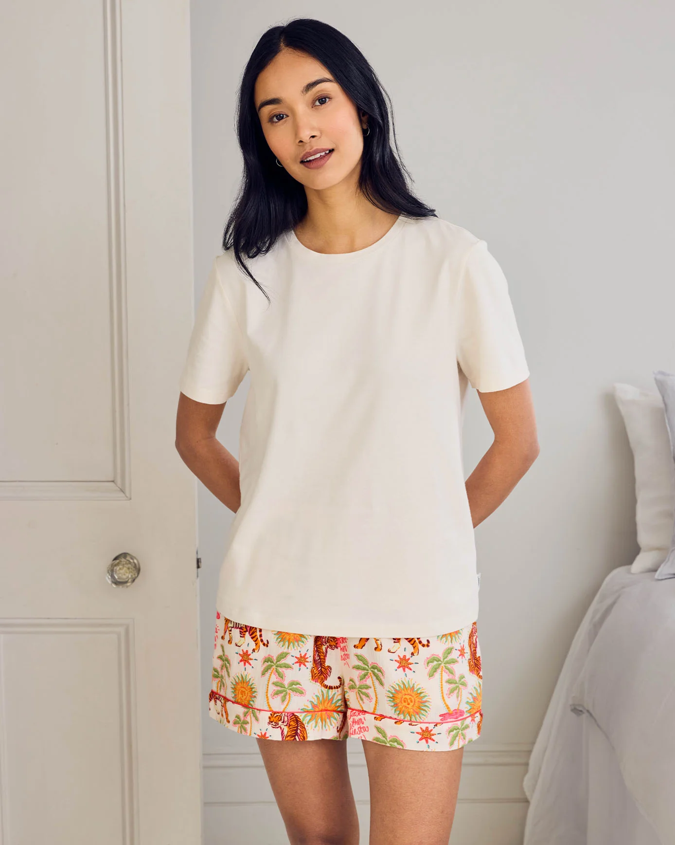 Organic Cotton Siesta Tiger Print Short Pyjama Set - Image 2