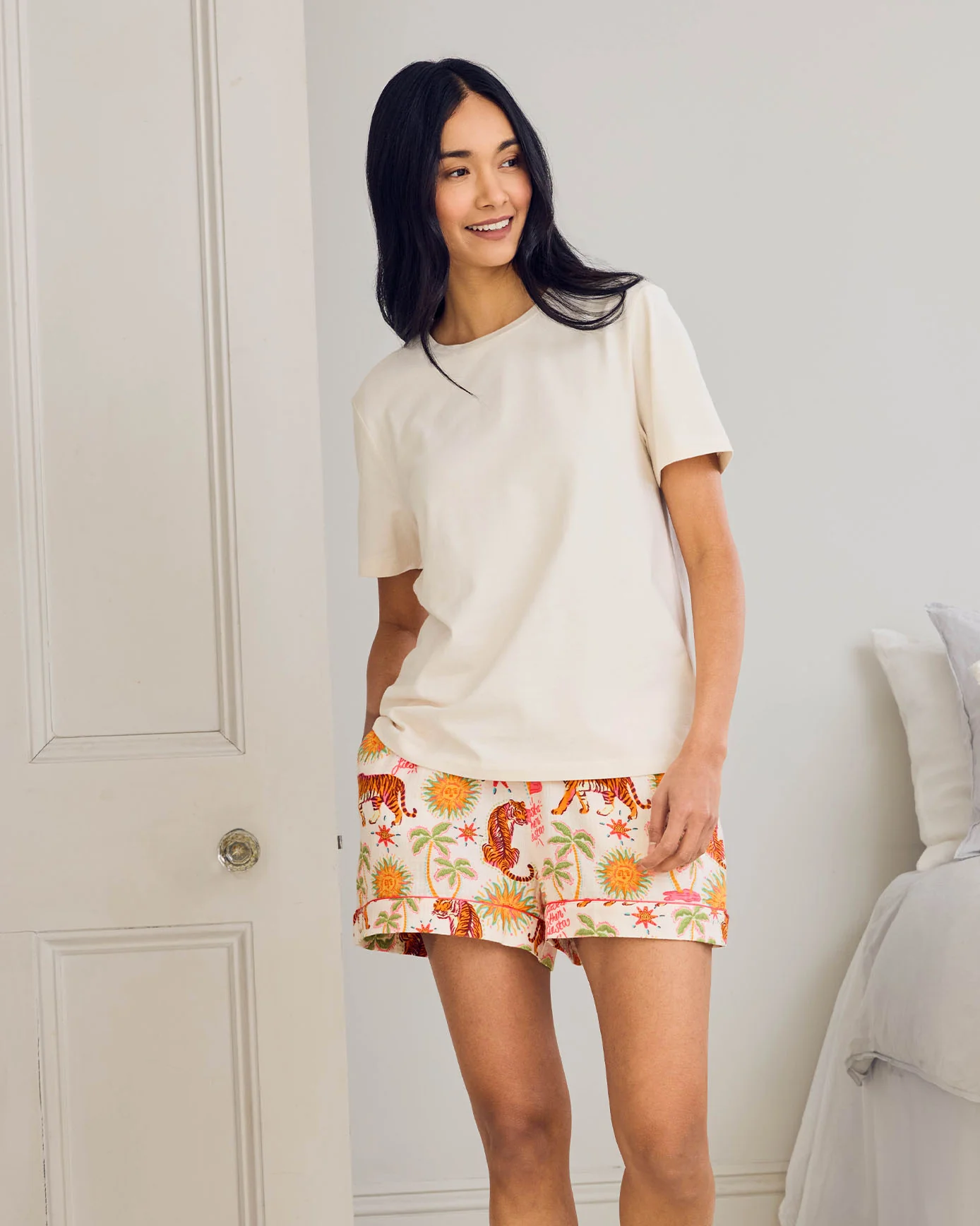 Organic Cotton Siesta Tiger Print Short Pyjama Set - Image 4