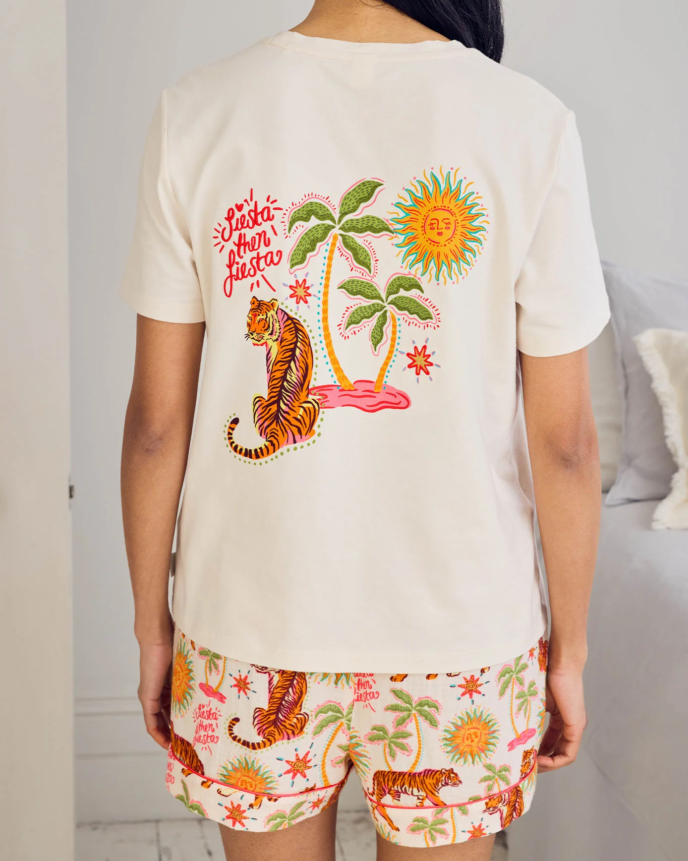 Organic Cotton Siesta Tiger Print Short Pyjama Set - Image 5