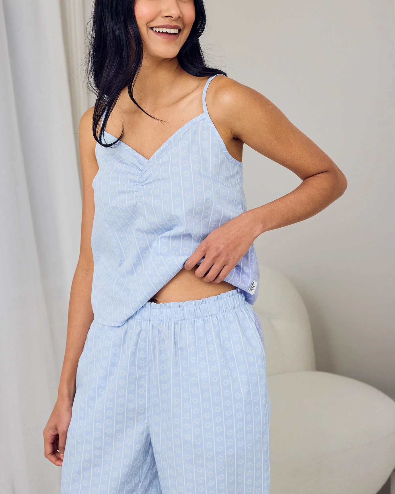 Organic Cotton Soleil Stripe Print Cami Long Pyjama Set - Image 4