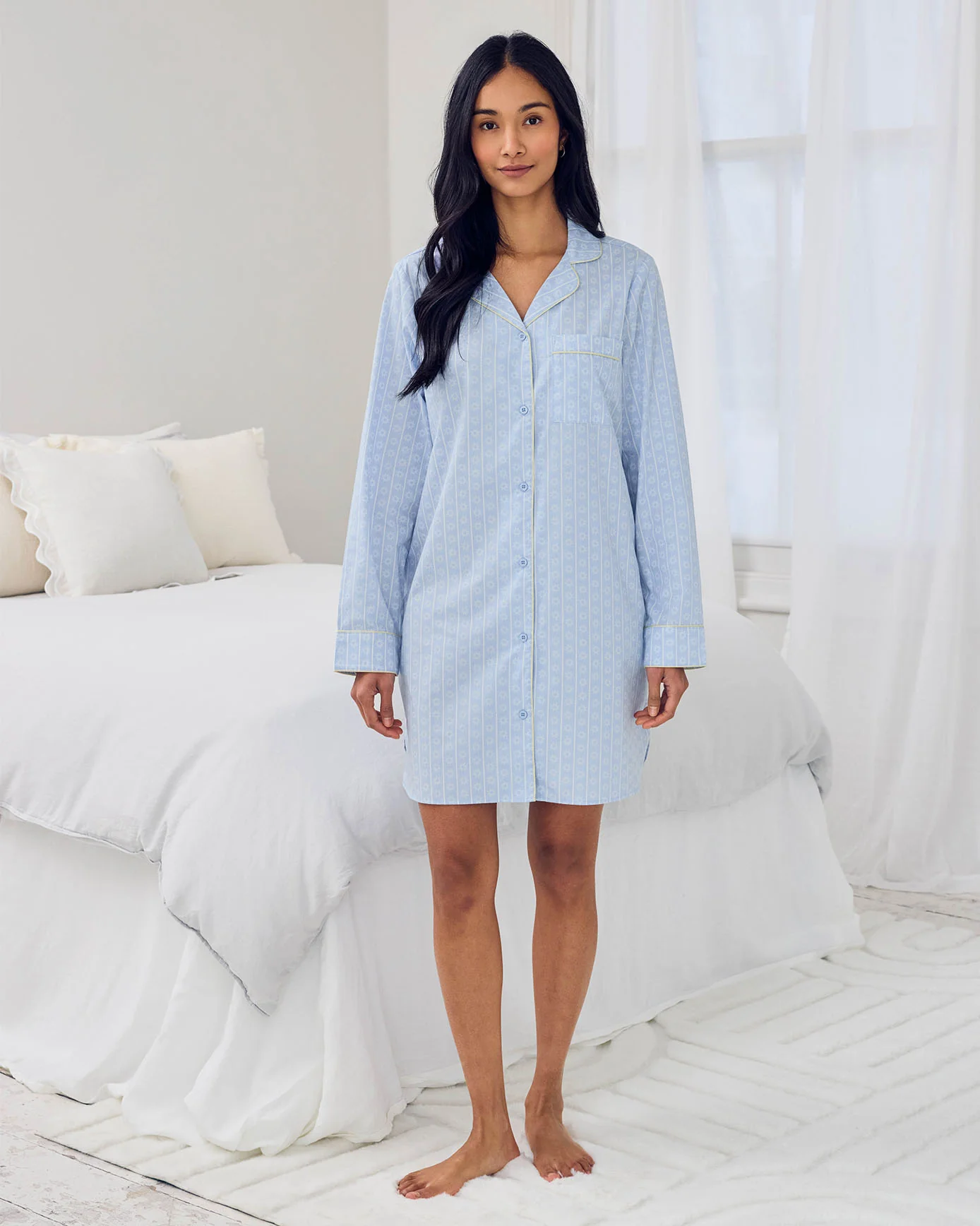 Organic Cotton Soleil Stripe Print Nightshirt - Image 2