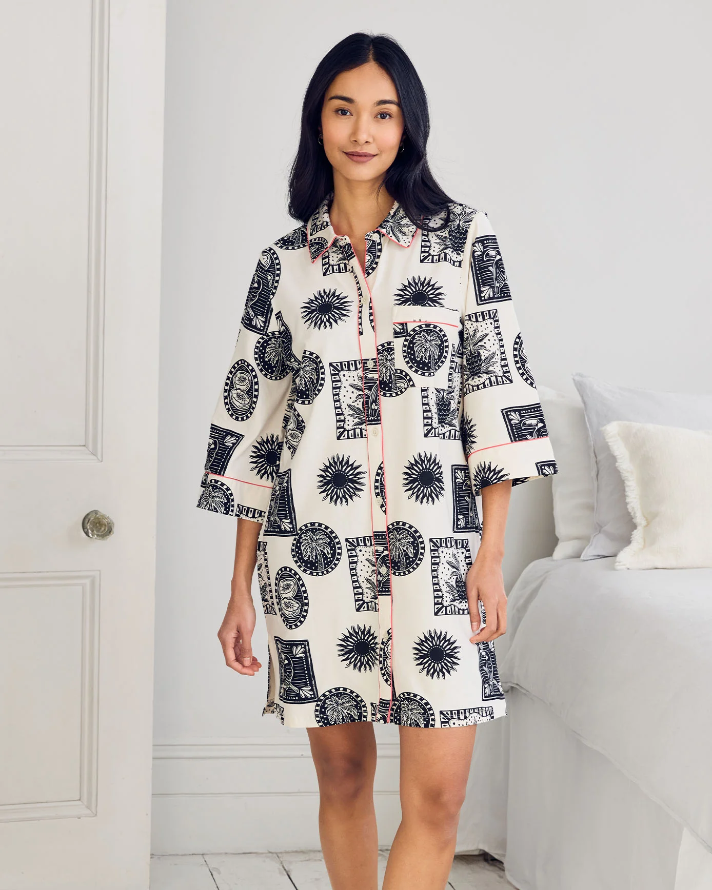 Organic Cotton Stamp & Tile Print Nightshirt
