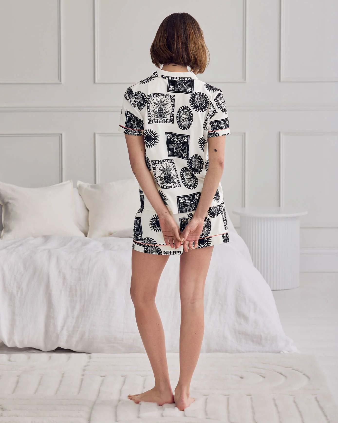 Organic Cotton Stamp & Tile Print Short Pyjama Set - Image 4