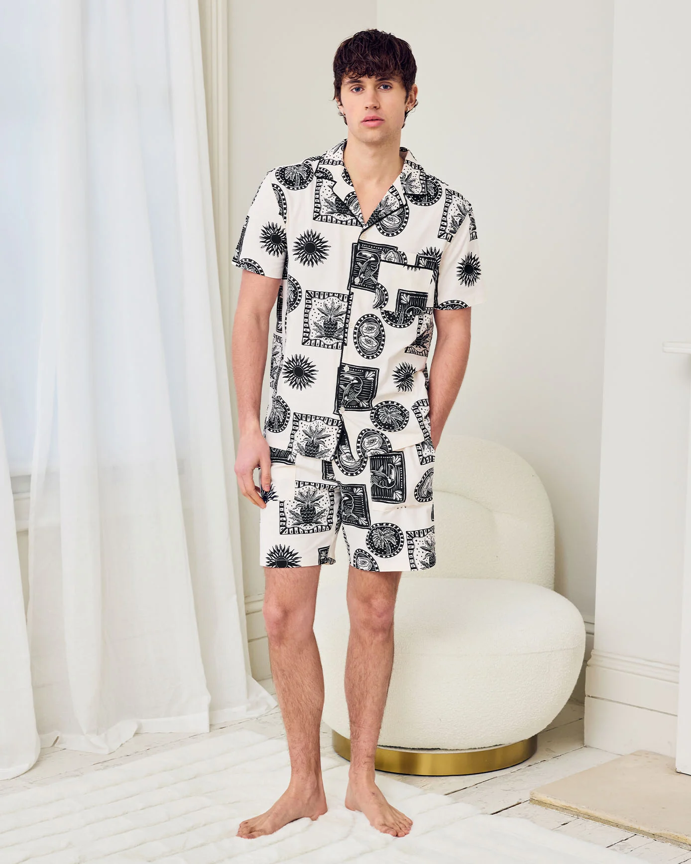 Organic Cotton Stamp & Tile Print Short Pyjama Set - Image 3