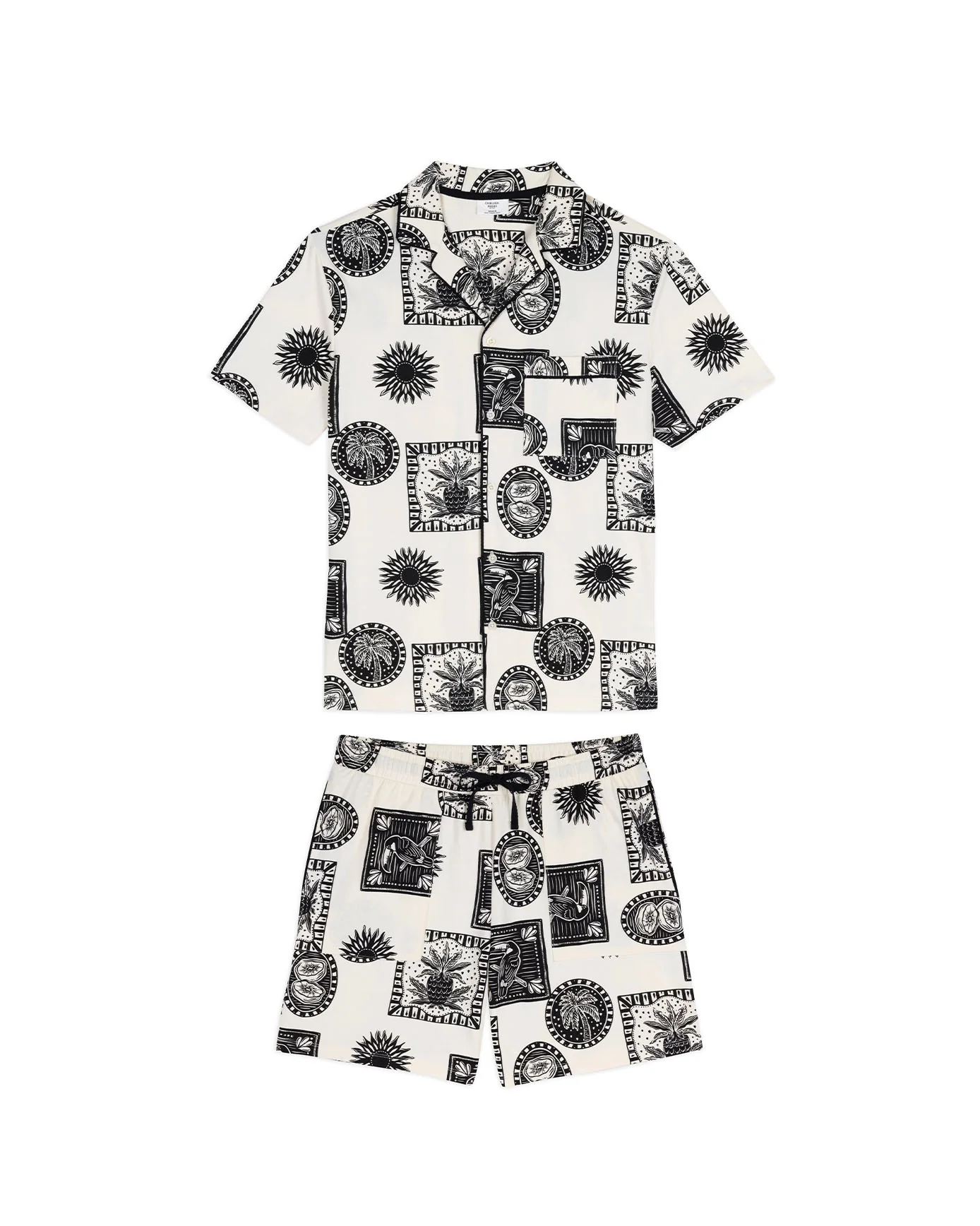 Organic Cotton Stamp & Tile Print Short Pyjama Set - Image 7