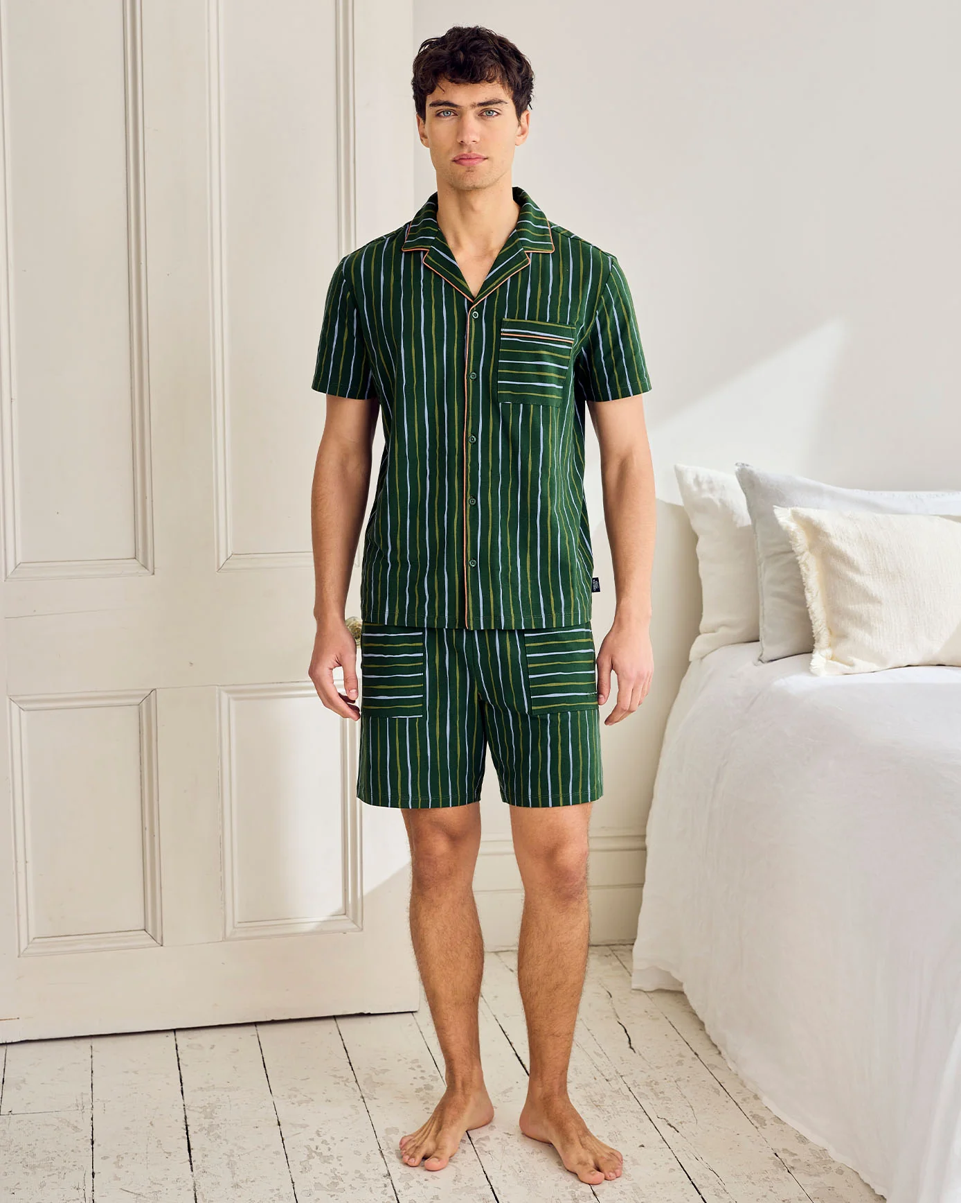 Organic Cotton Stripe Print Short Pyjama Set