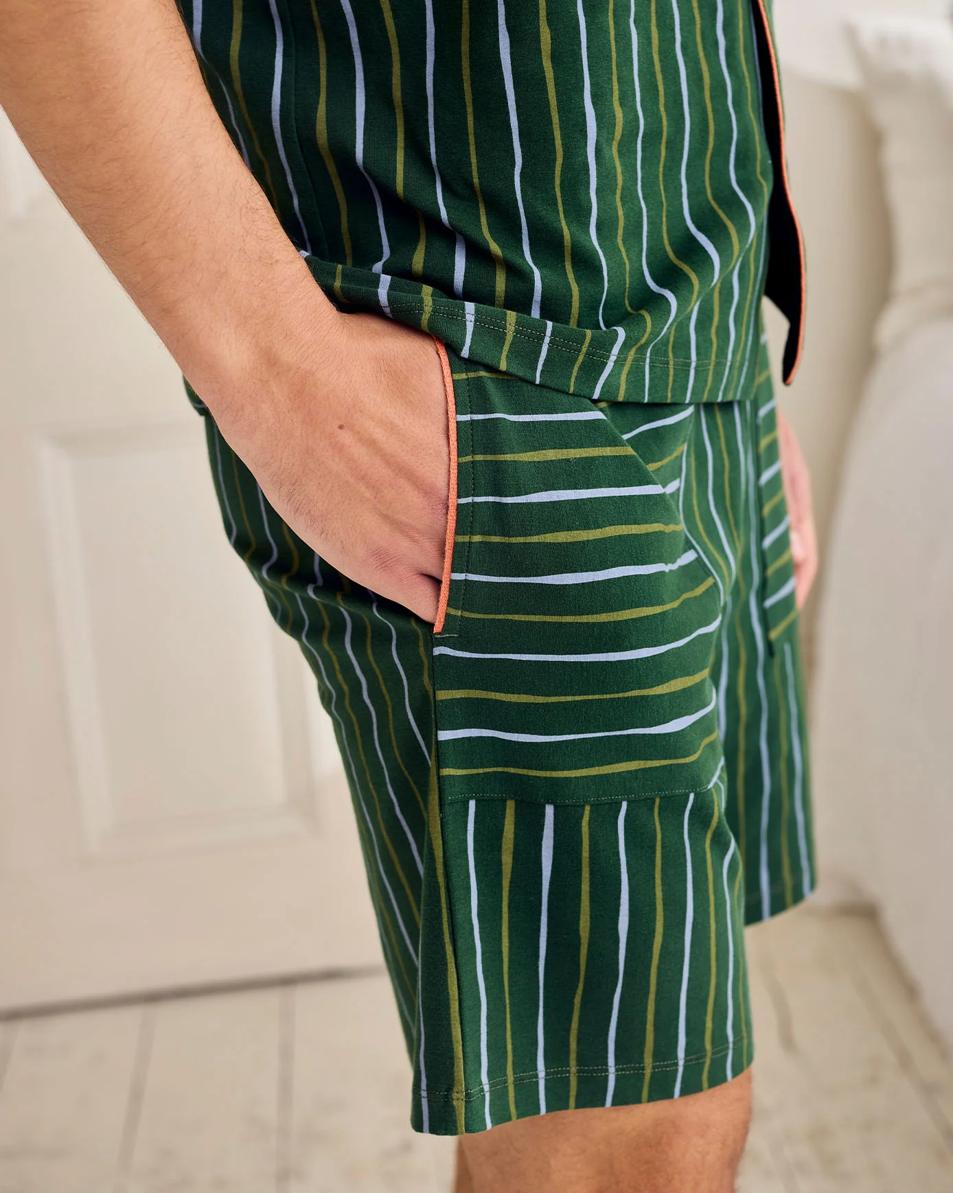 Organic Cotton Stripe Print Short Pyjama Set - Image 6
