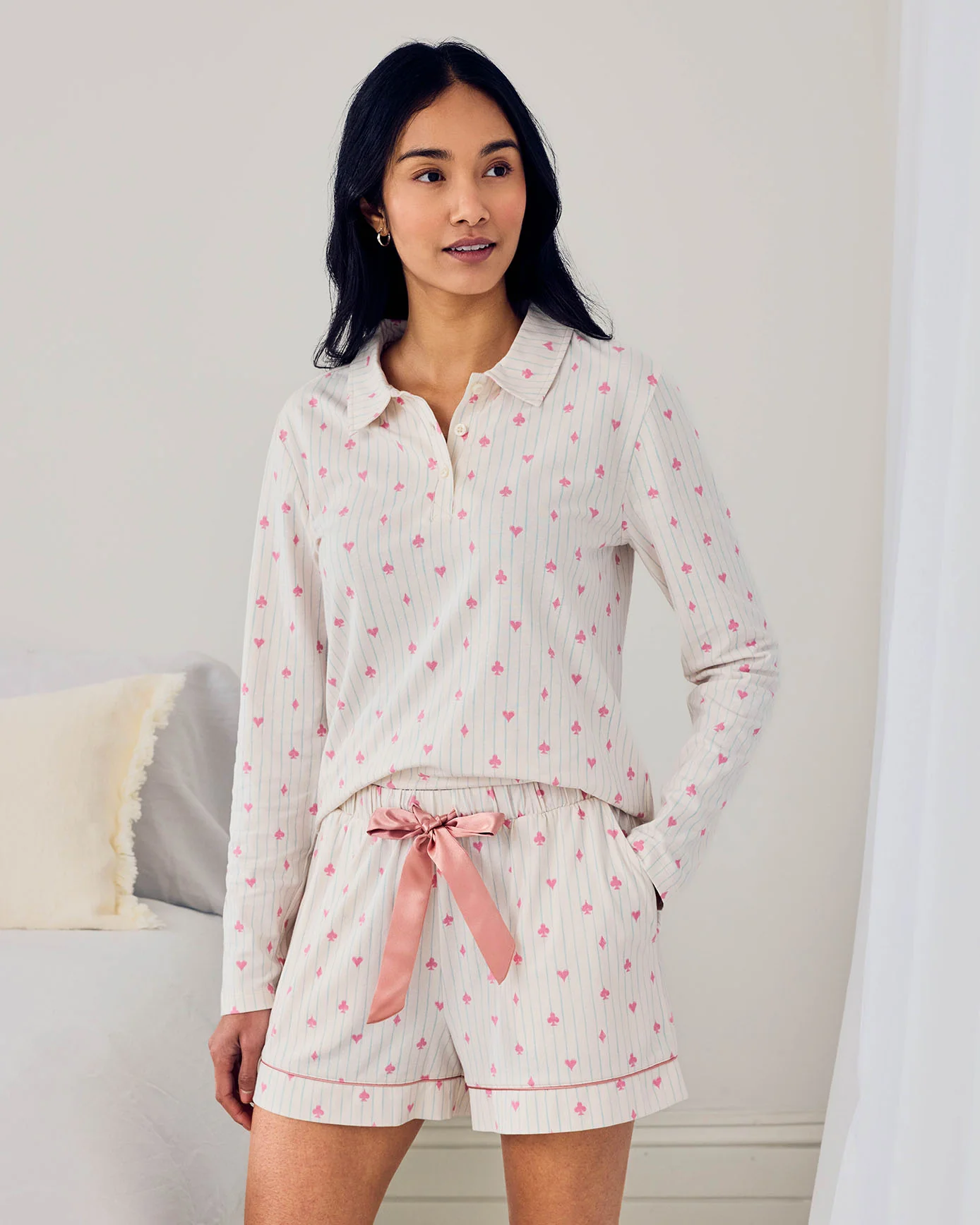 Organic Cotton Suit Stripe Print Short Pyjama Set - Image 3