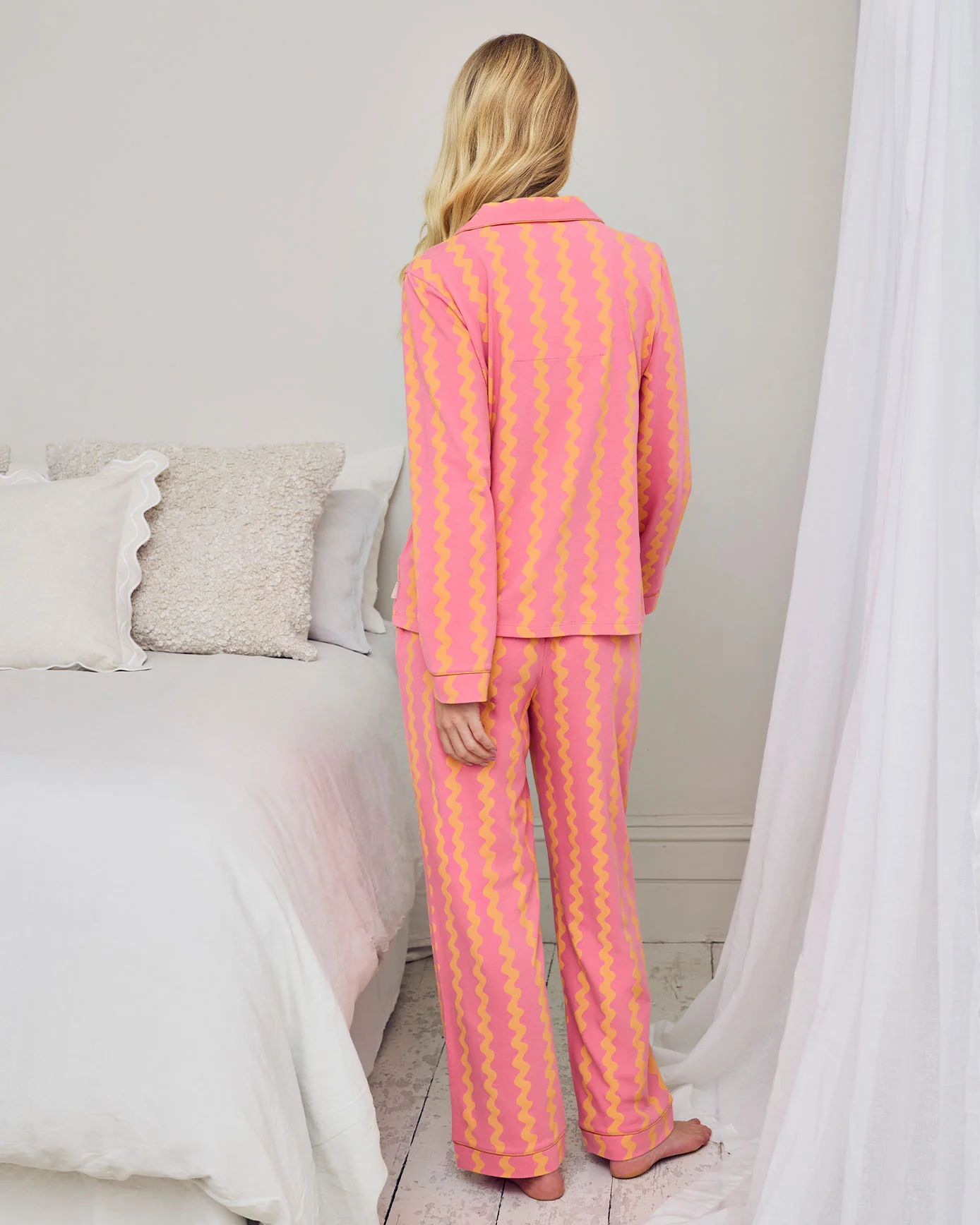 Organic Cotton Sunset Wavy Stripe Long Pyjama Set - Image 3