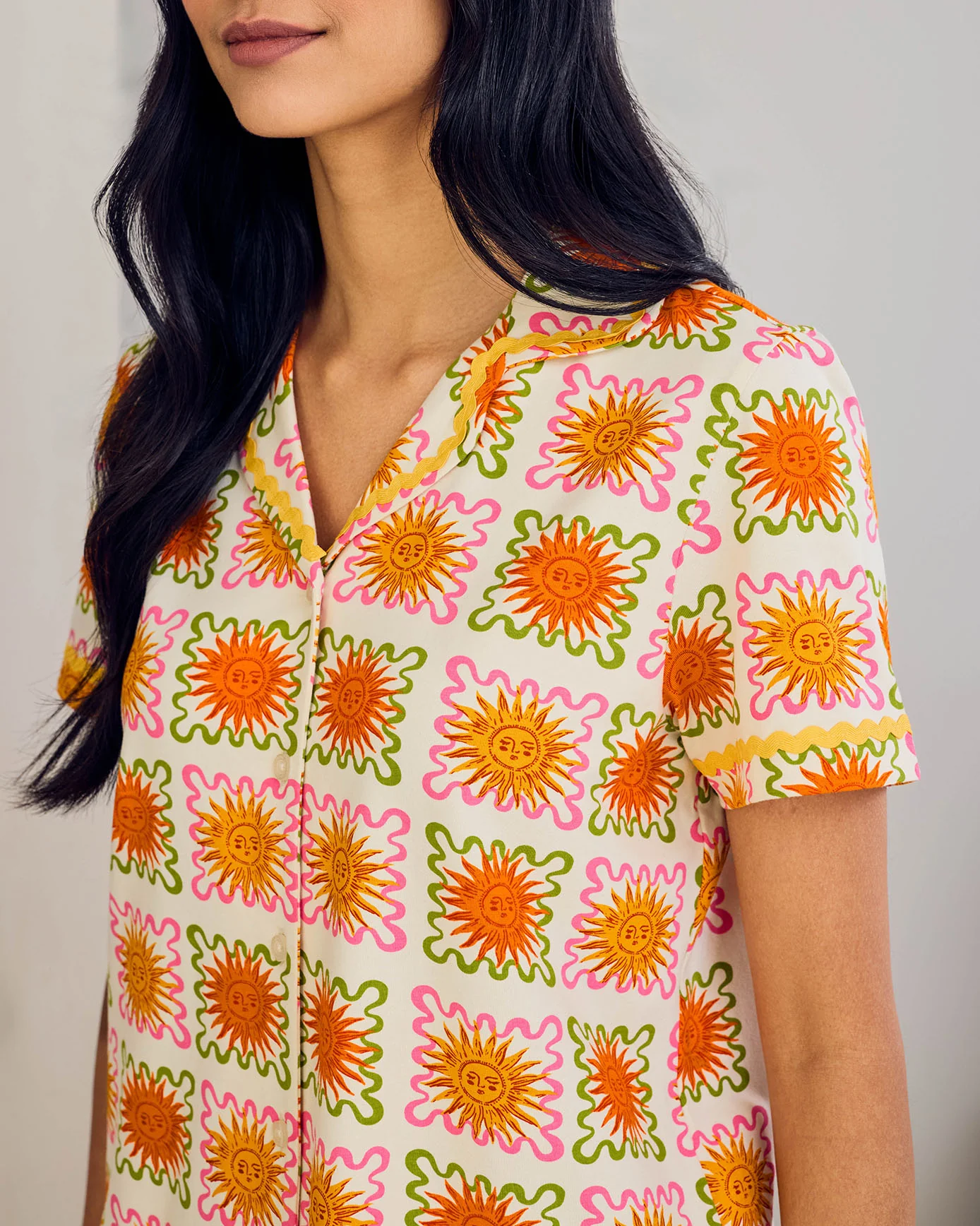 Organic Cotton Sunshine Tile Print Long Pyjama Set - Image 5