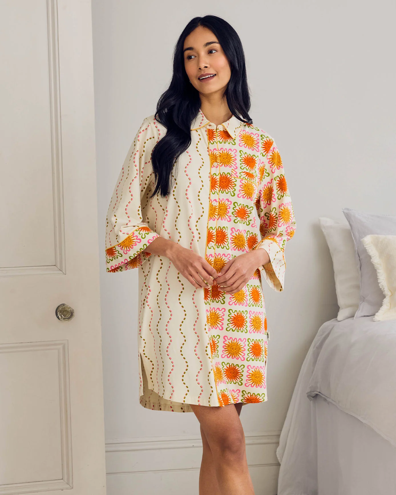 Organic Cotton Sunshine Tile Print Nightshirt