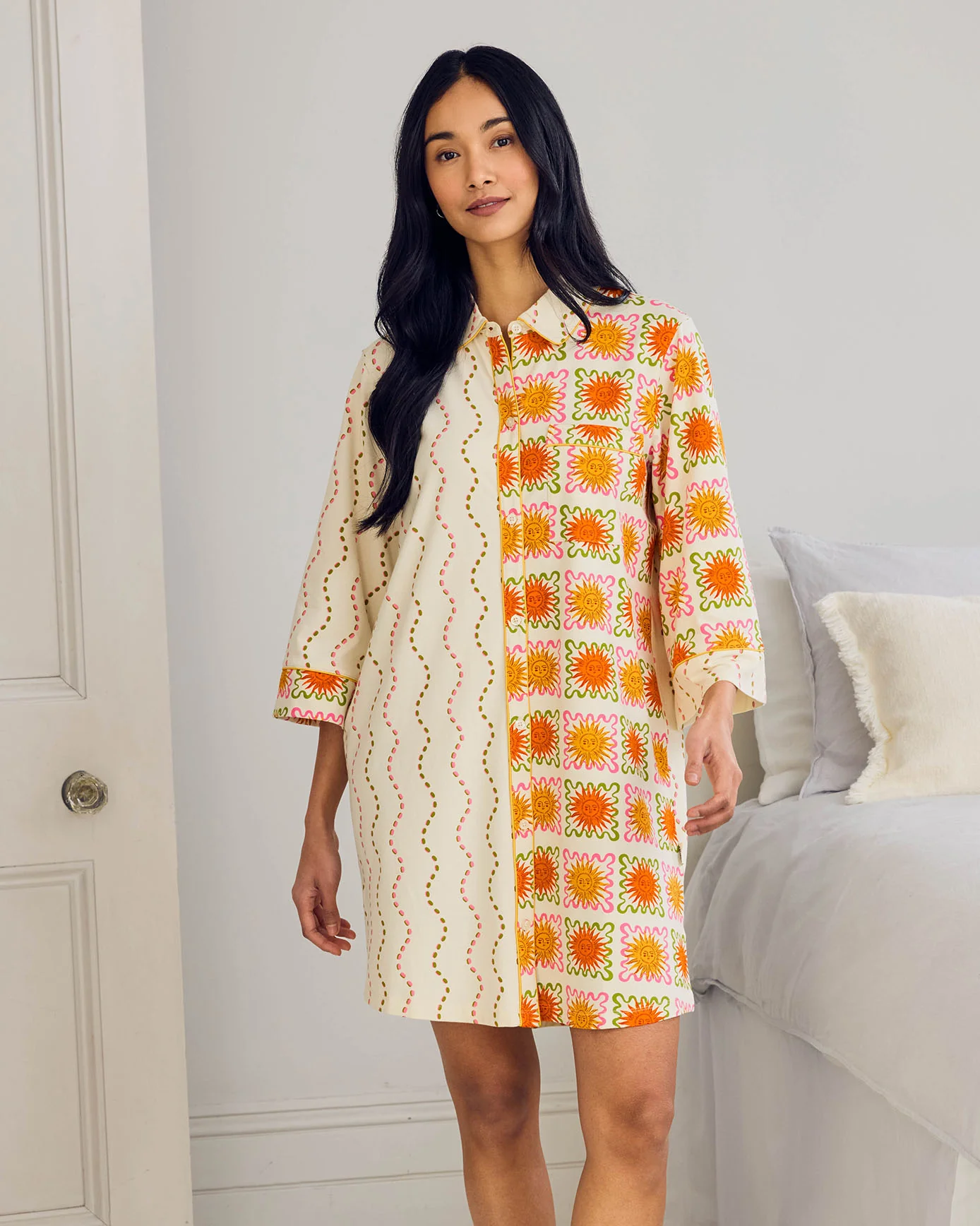 Organic Cotton Sunshine Tile Print Nightshirt - Image 3