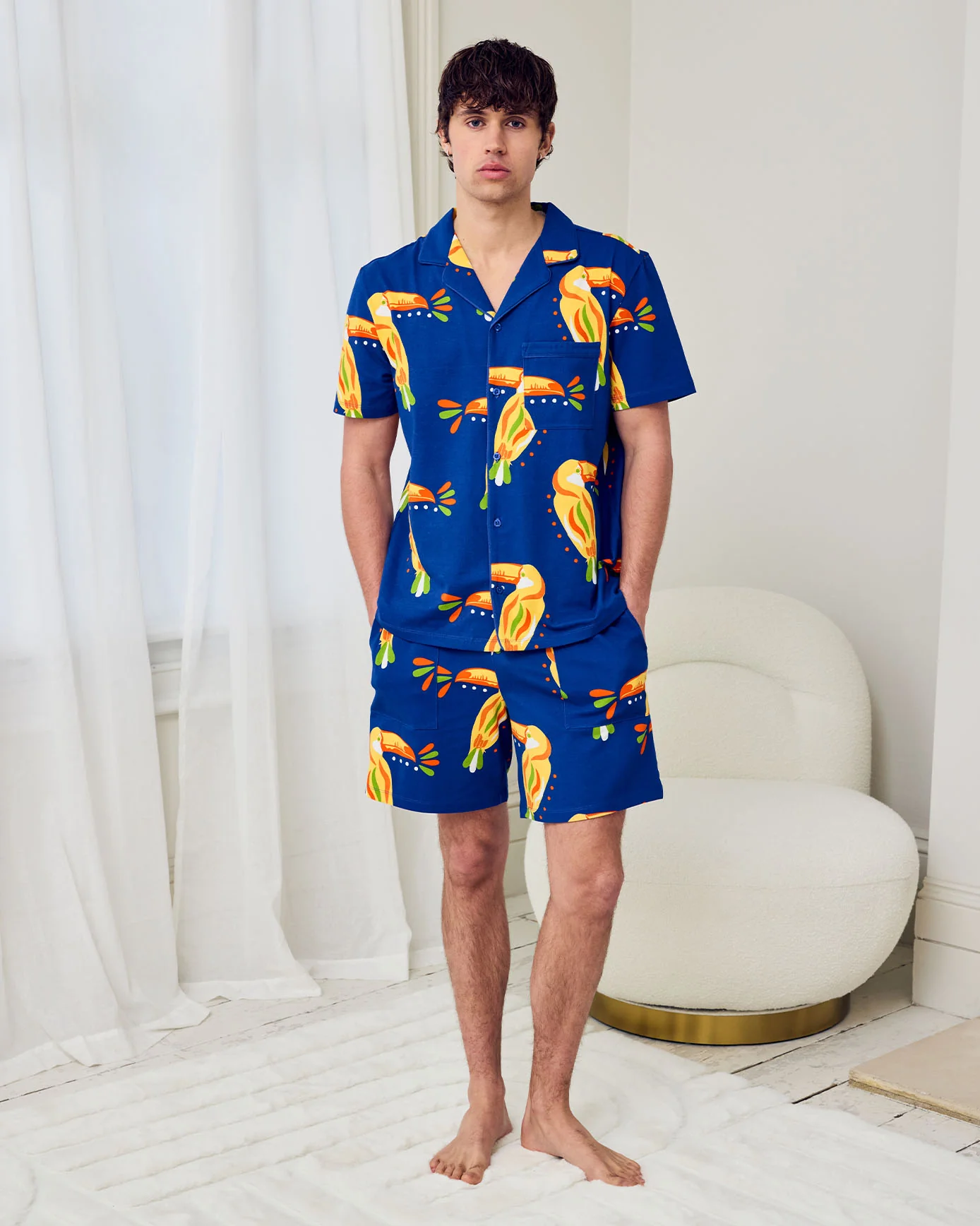 Organic Cotton Toucan Print Button Up Short Pyjama Set