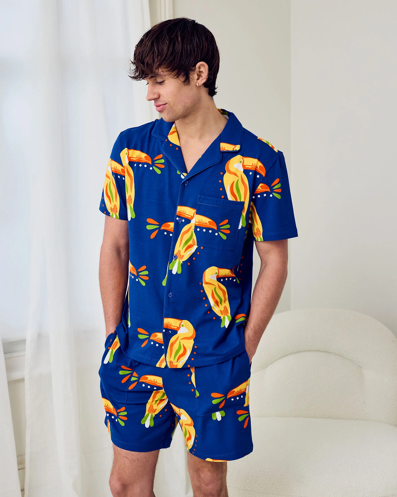 Organic Cotton Toucan Print Button Up Short Pyjama Set - Image 2