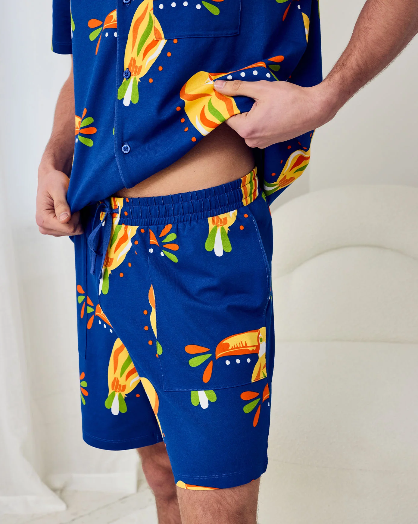 Organic Cotton Toucan Print Button Up Short Pyjama Set - Image 3