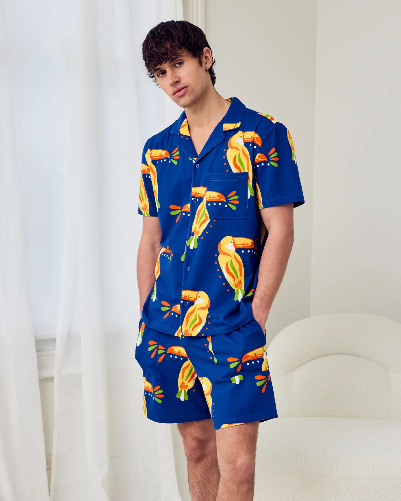 Organic Cotton Toucan Print Button Up Short Pyjama Set - Image 5