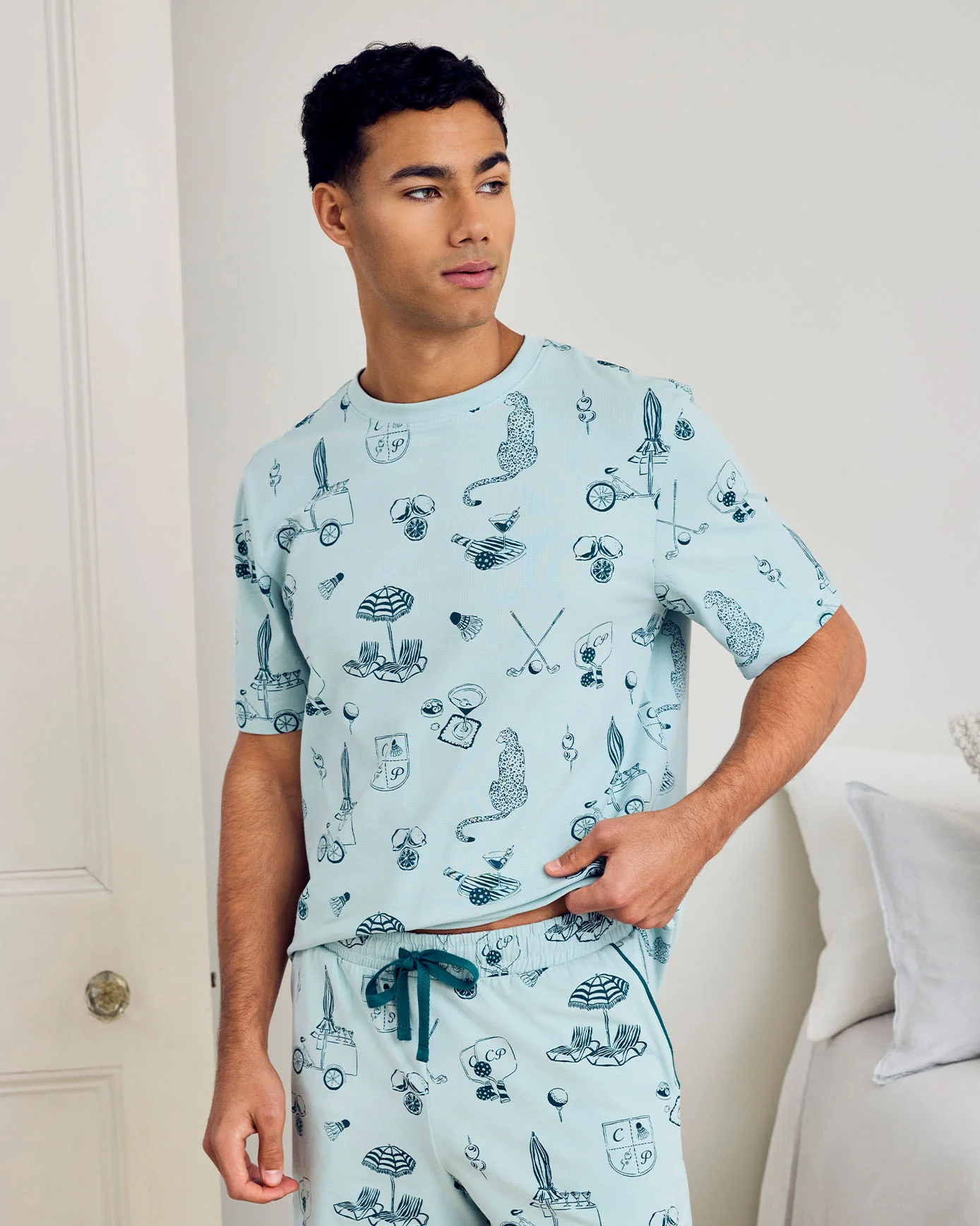 Organic Cotton Weekend Club Print Short Pyjama Set - Image 2