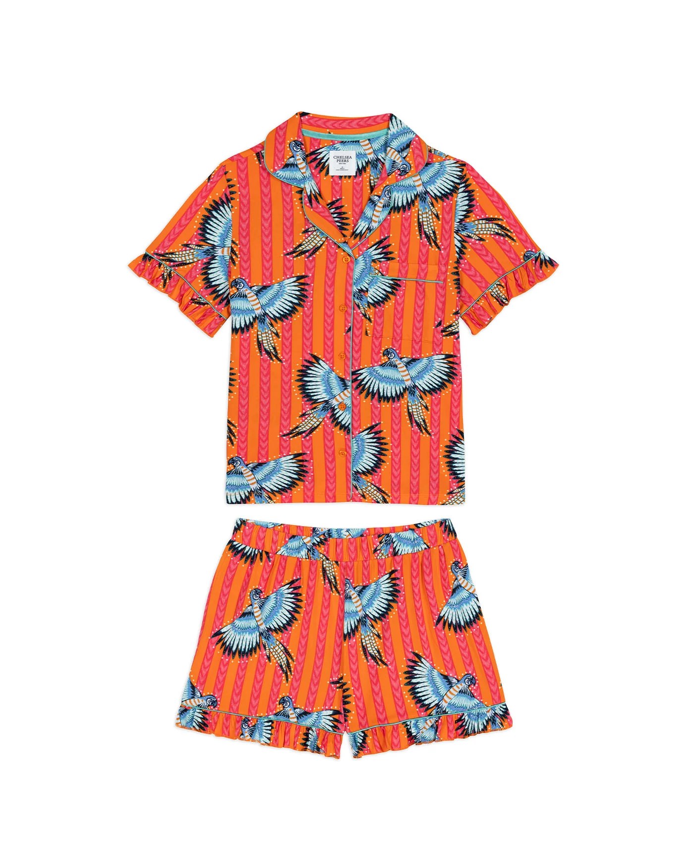 Parrot Stripe Print Frill Short Pyjama Set - Image 7