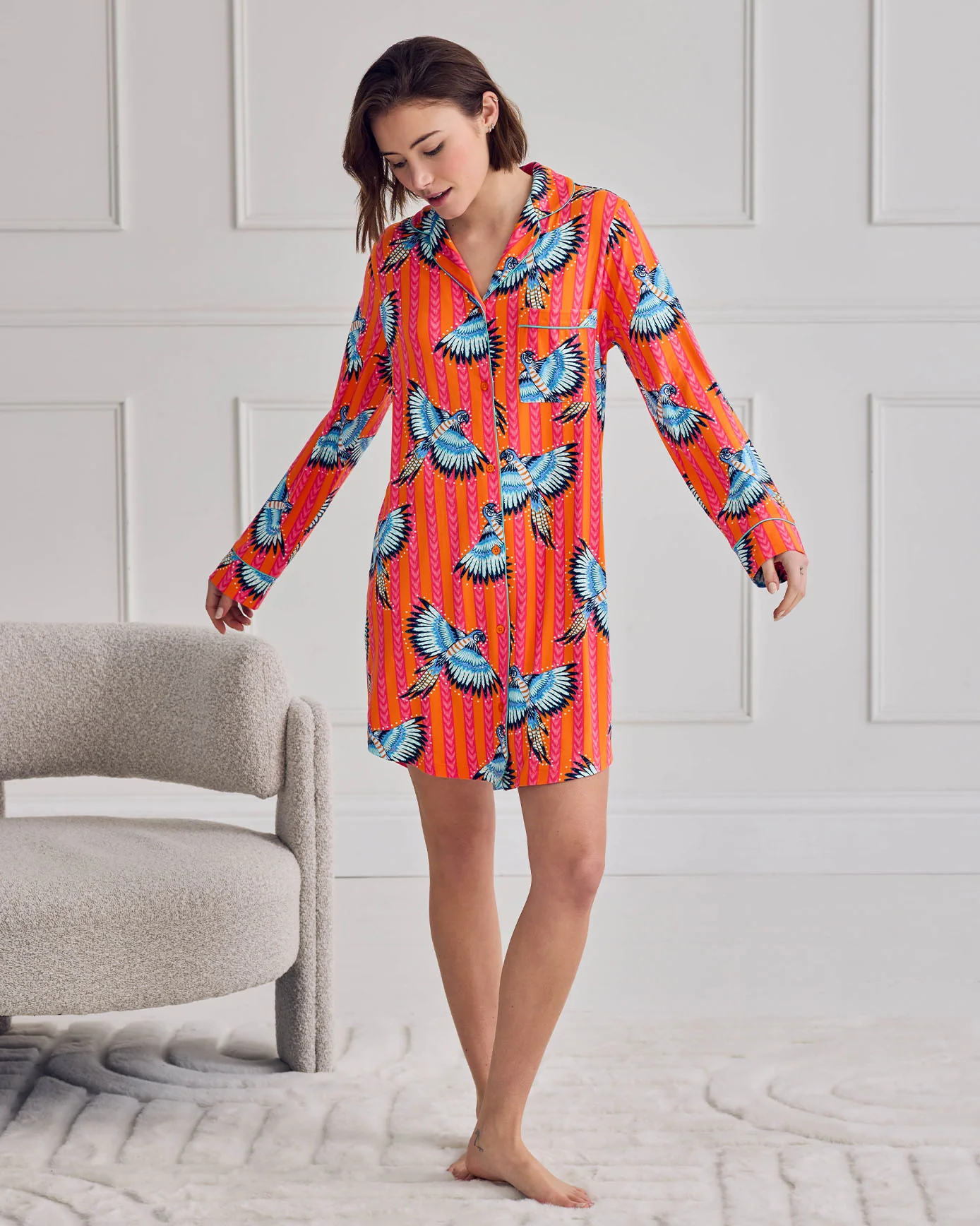 Parrot Stripe Print Nightshirt - Image 2