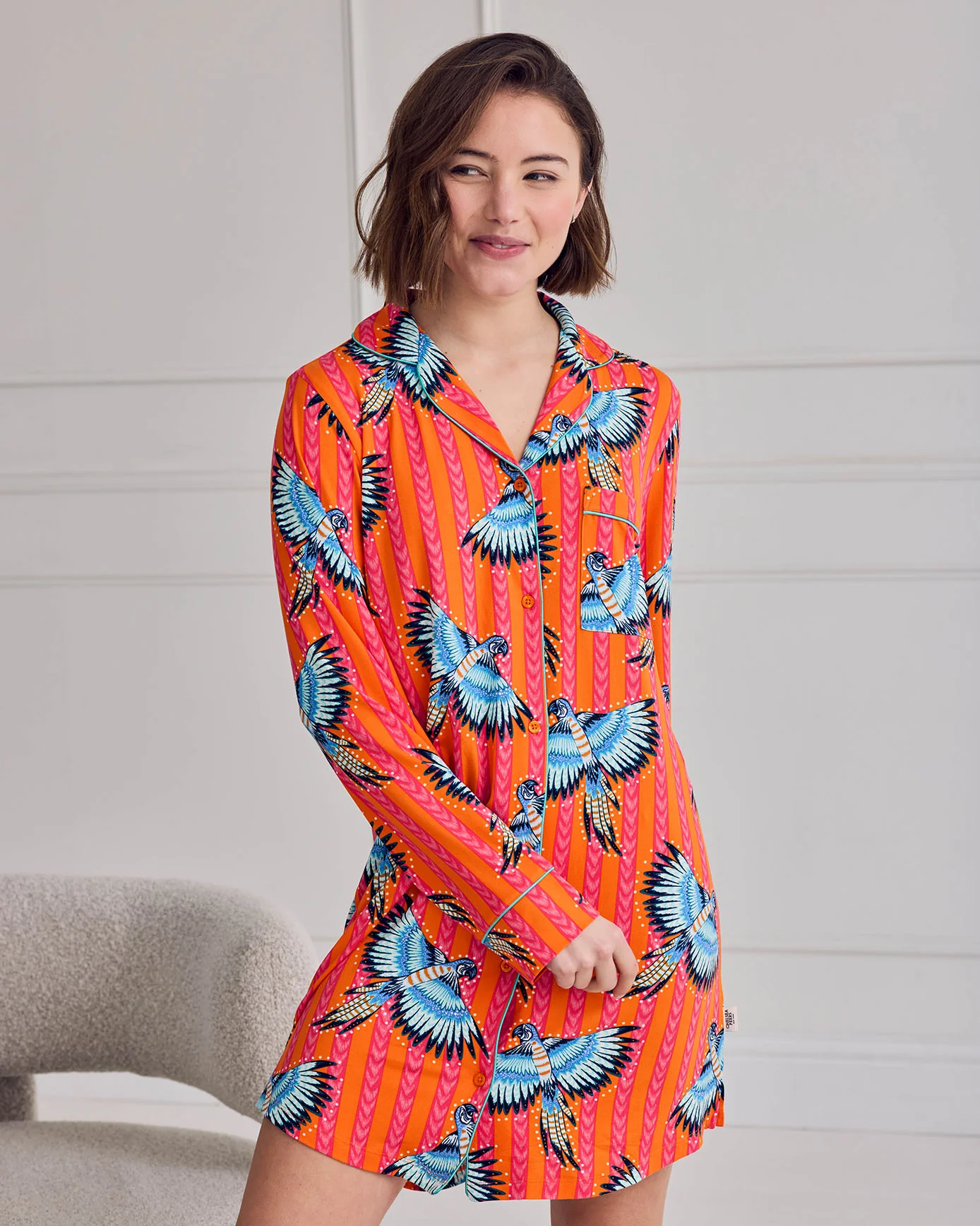 Parrot Stripe Print Nightshirt - Image 5