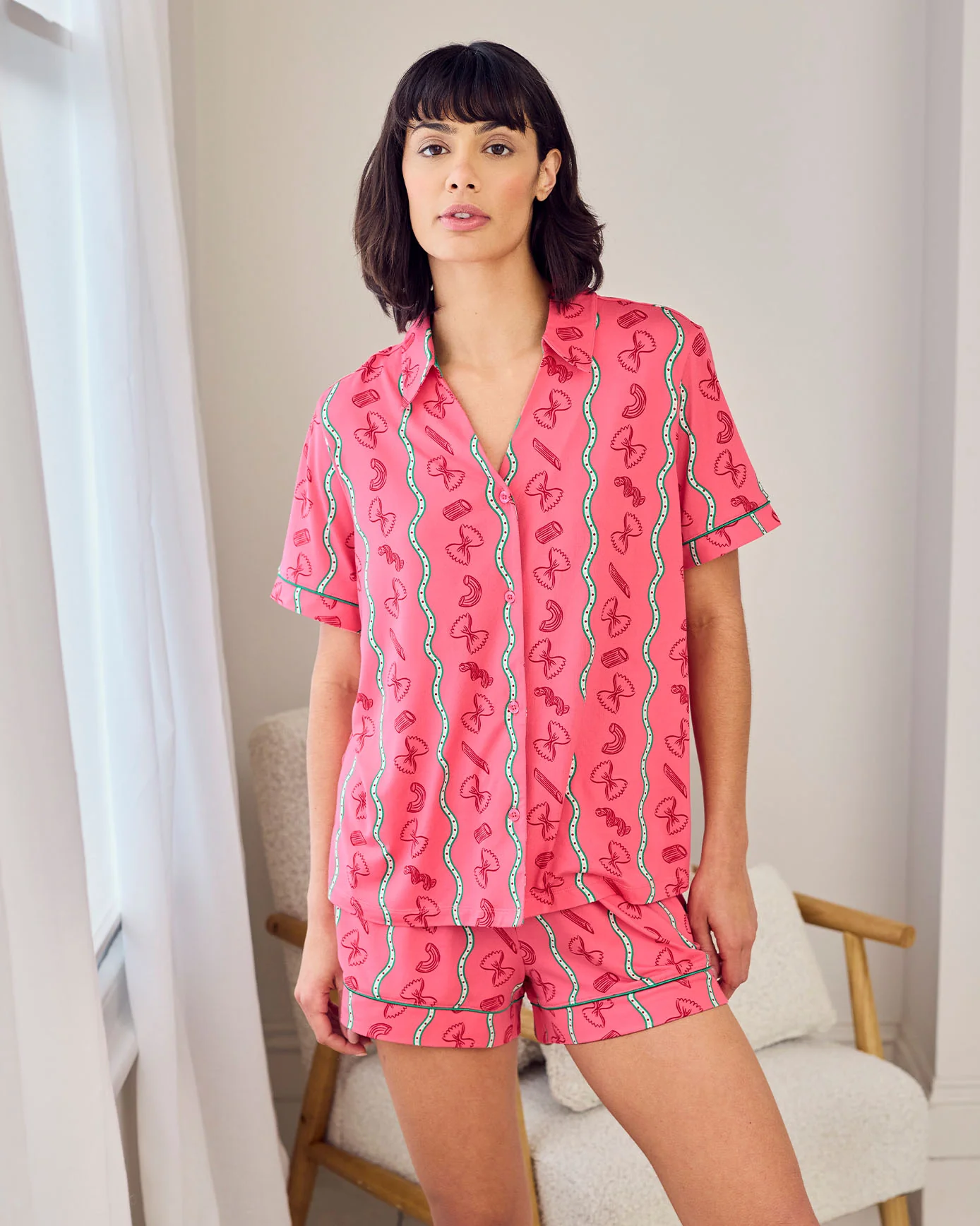 Pasta Stripe Print Short Pyjama Set