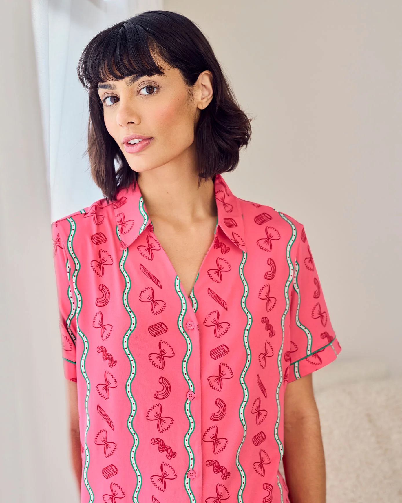 Pasta Stripe Print Short Pyjama Set - Image 6