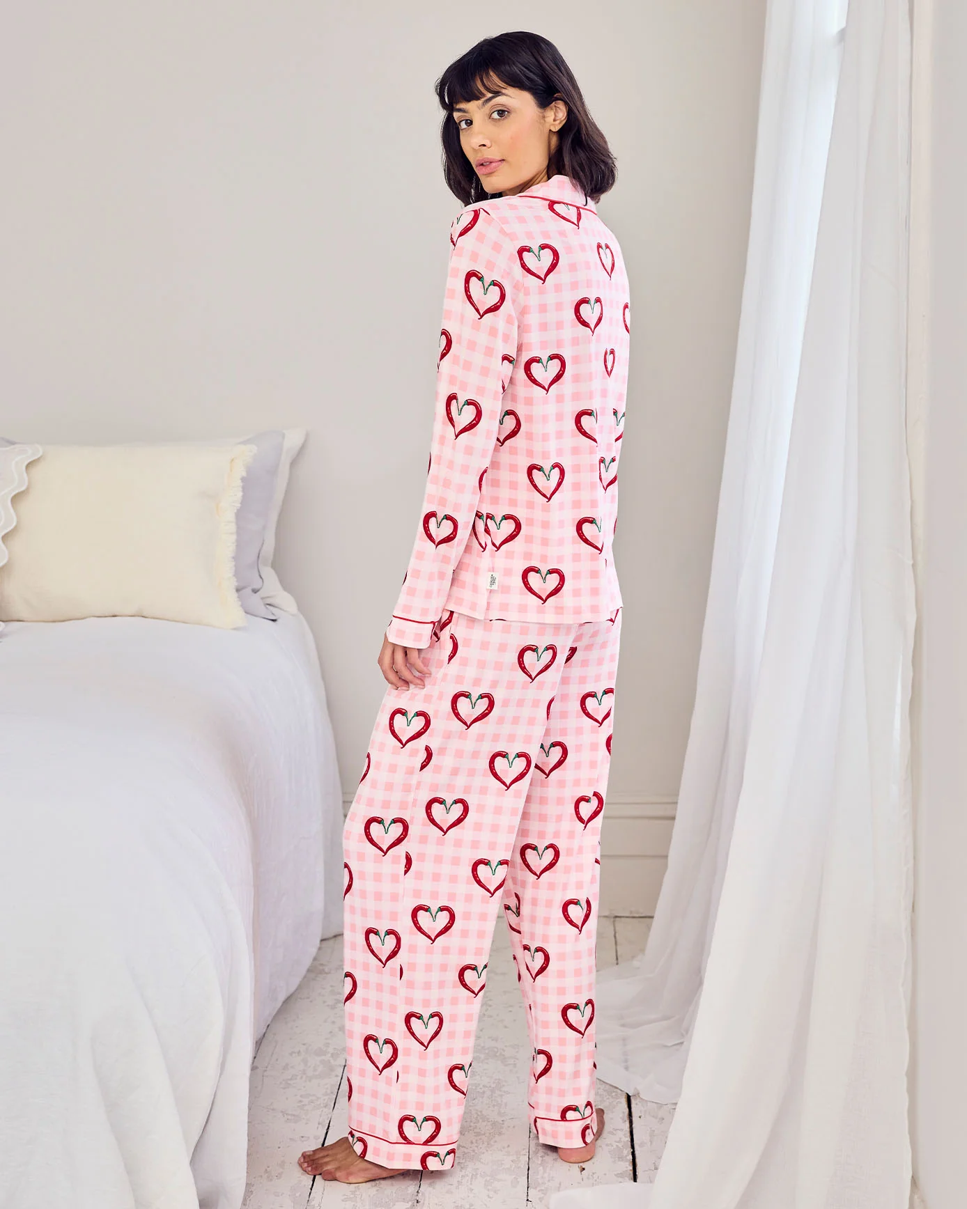 Petite Chilli Heart Print Long Pyjama Set - Image 4