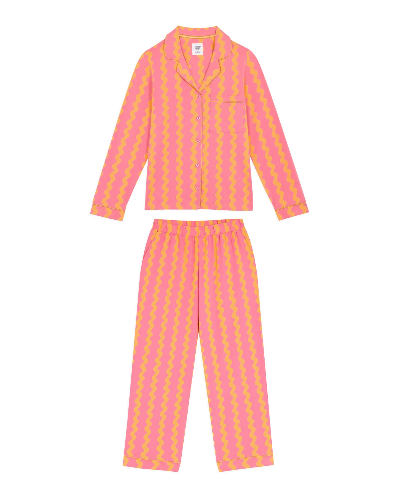 Petite Organic Cotton Sunset Wavy Stripe Long Pyjama Set - Image 7