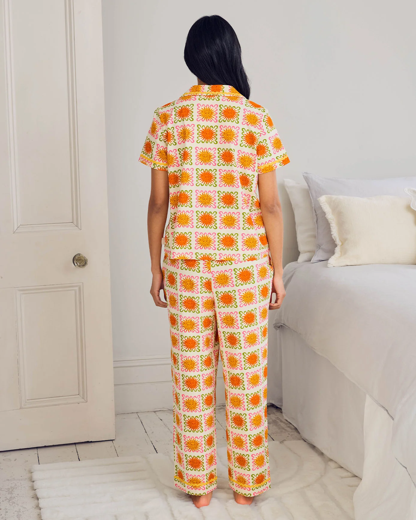 Petite Organic Cotton Sunshine Tile Print Long Pyjama Set - Image 4