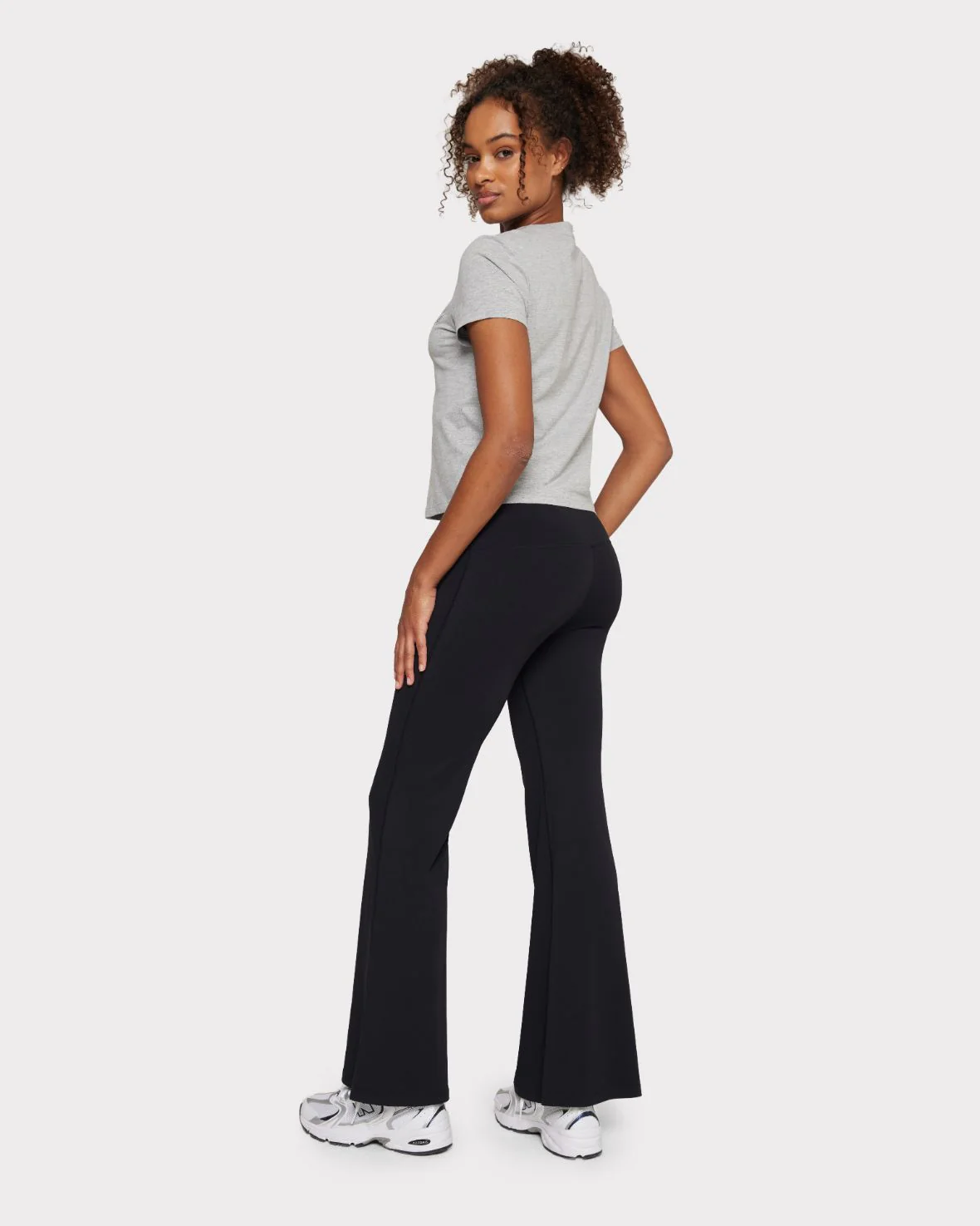 Petite Soft + Stretch High-Rise Flared Leggings - Black - Image 5