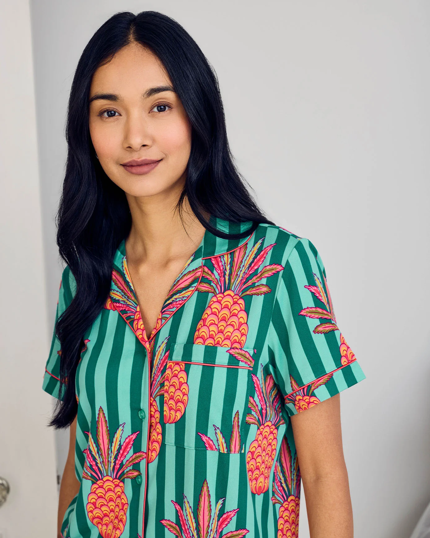 Pineapple Stripe Print Short Pyjama Set - Image 2