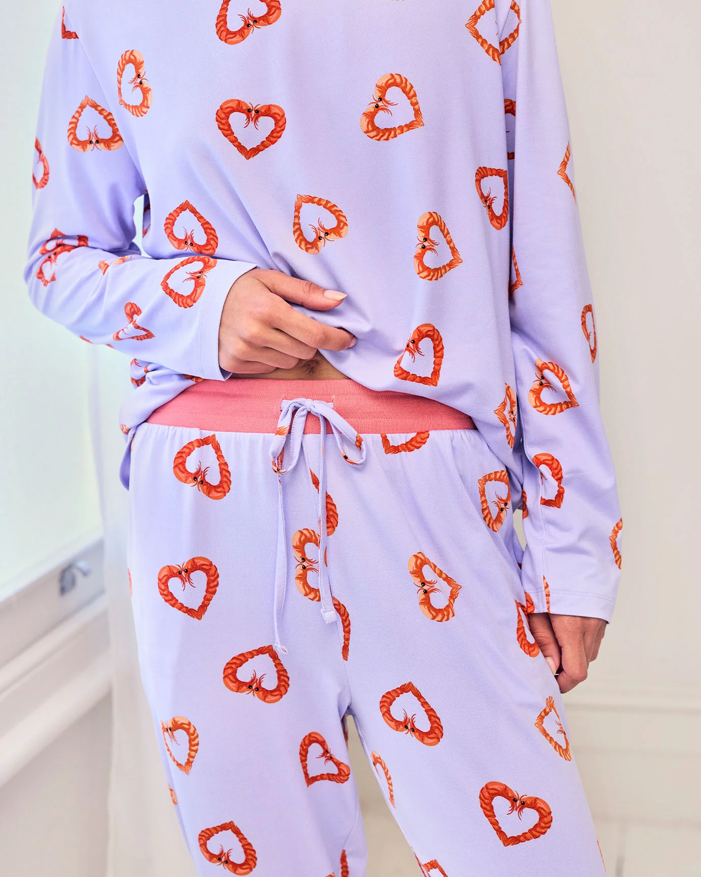 Shrimp Heart Print Long Pyjama Set - Image 3