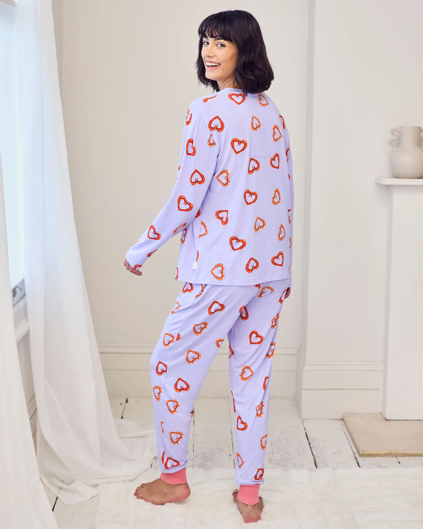 Shrimp Heart Print Long Pyjama Set - Image 4