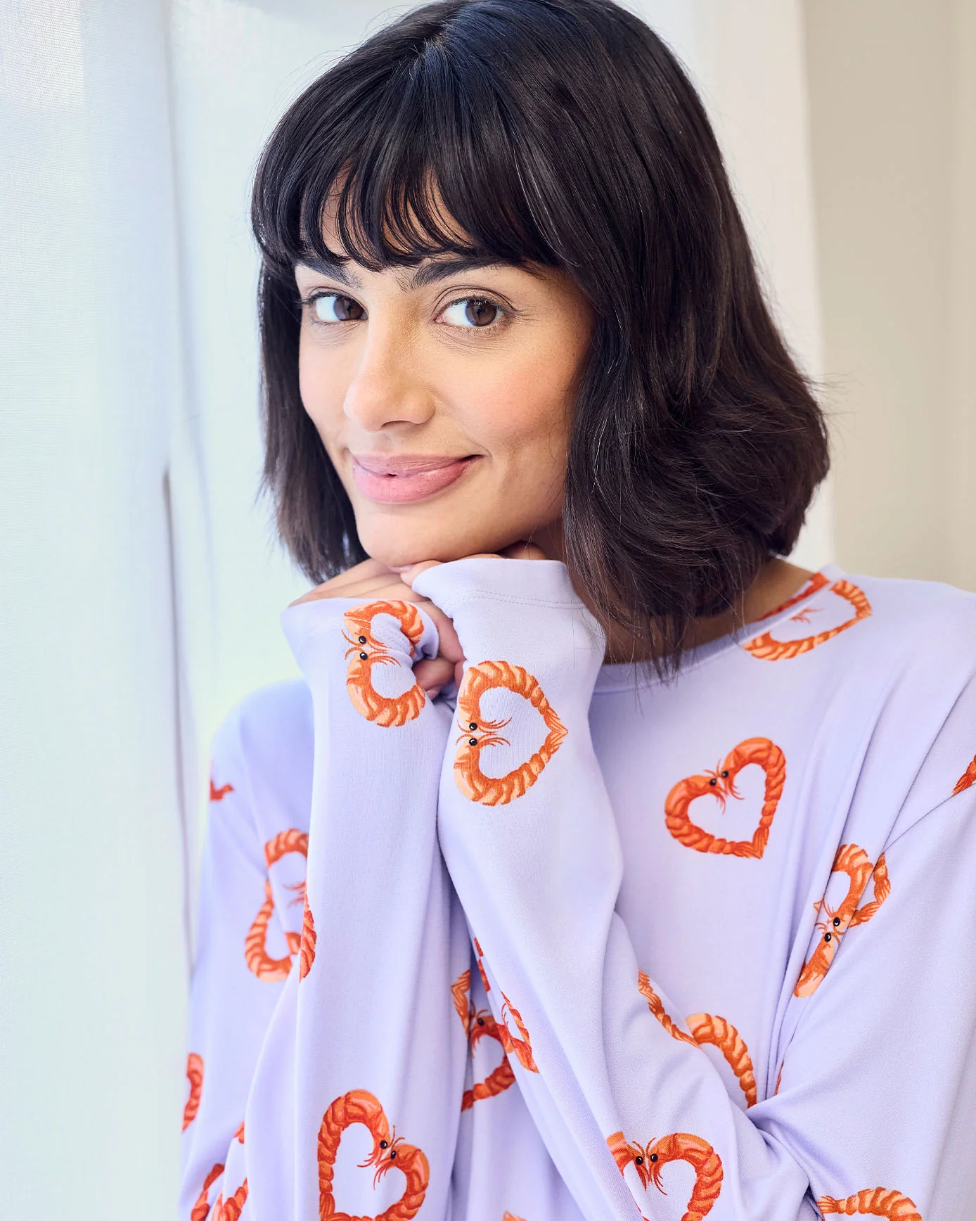 Shrimp Heart Print Long Pyjama Set - Image 5