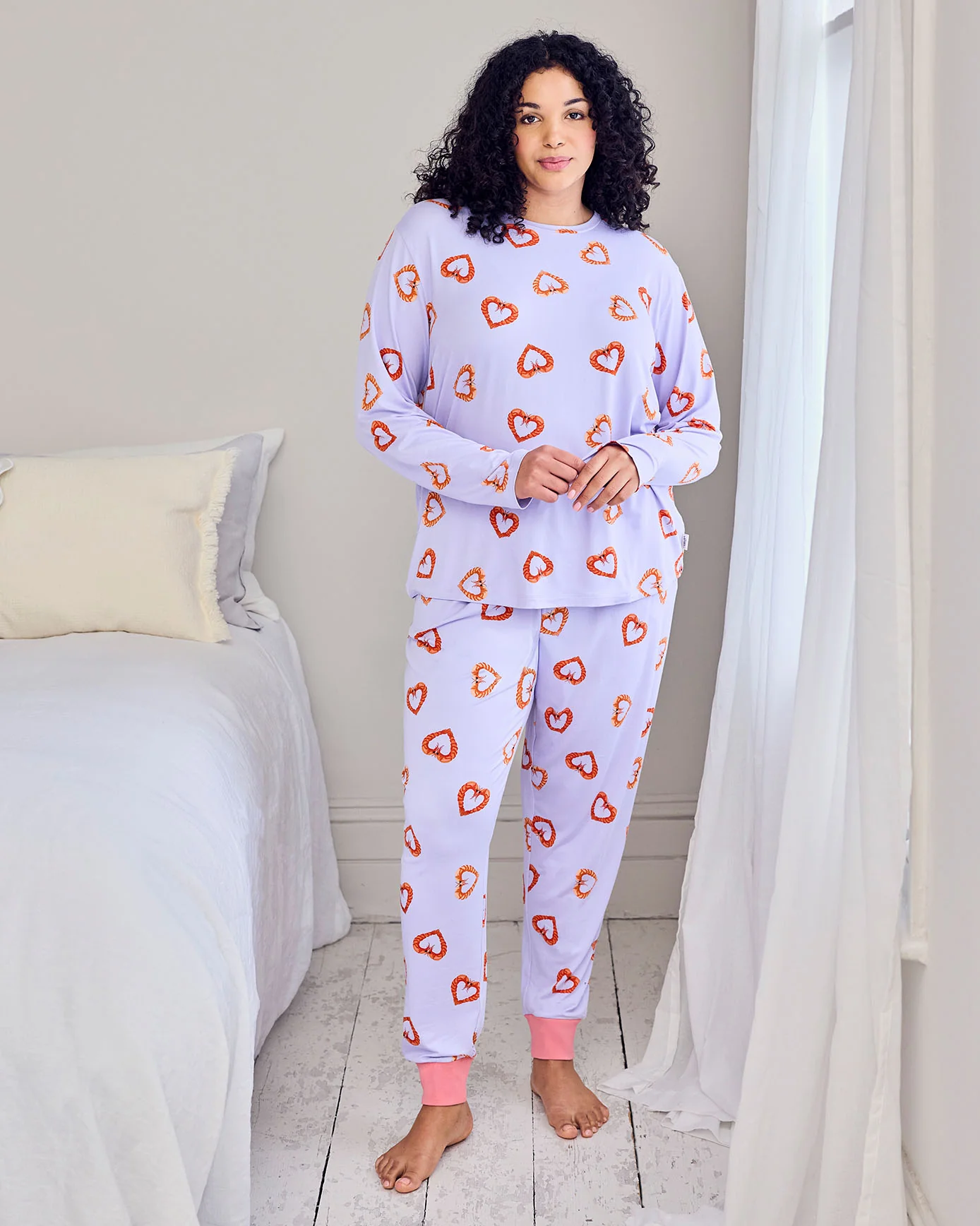 Shrimp Heart Print Long Pyjama Set - Image 6
