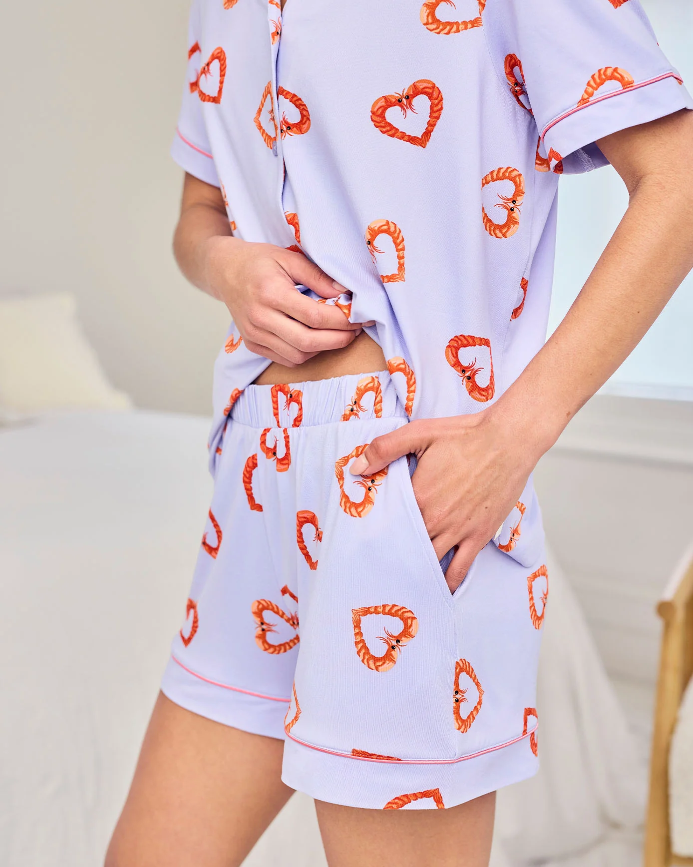 Shrimp Heart Print Short Pyjama Set - Image 5
