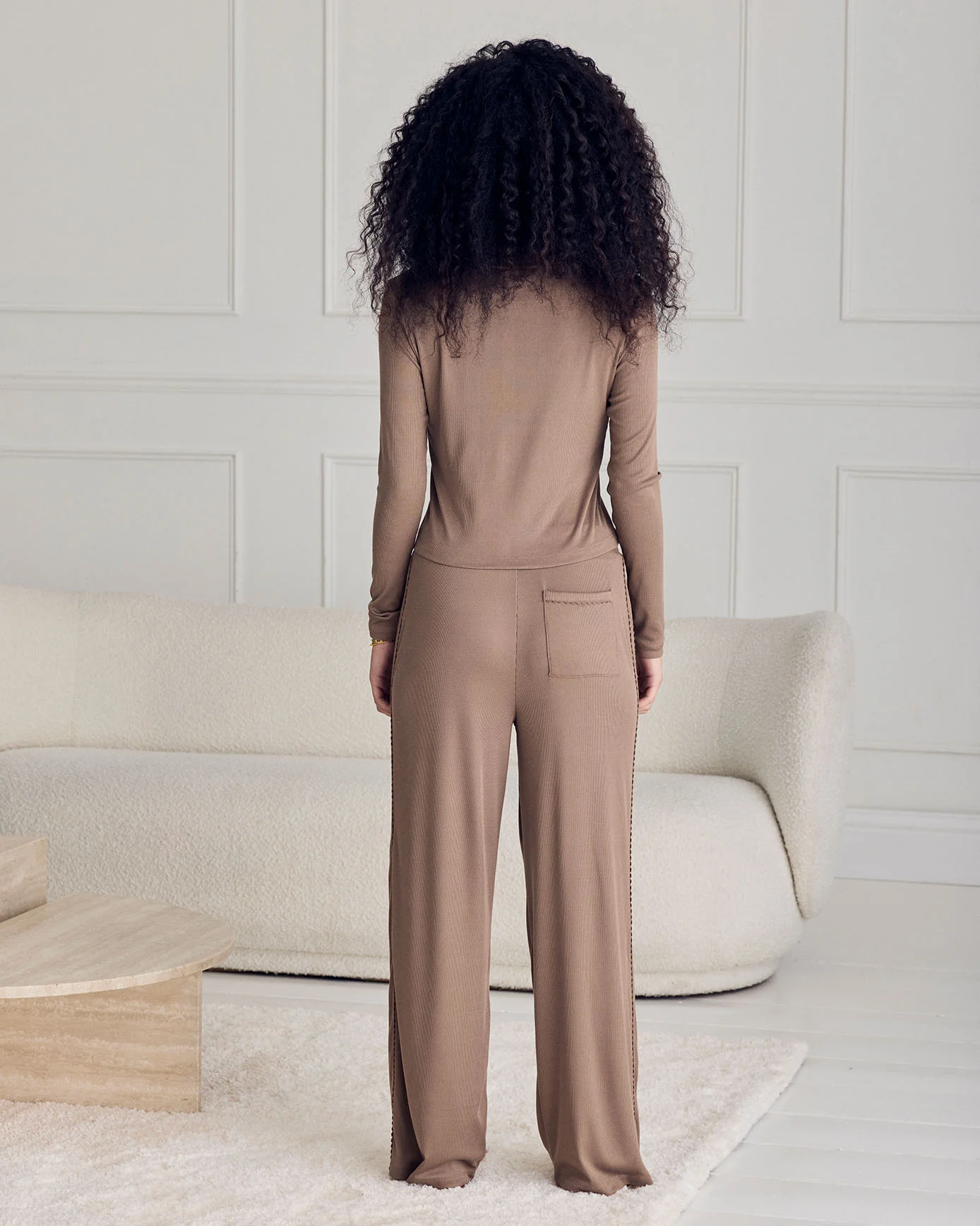 Side Trim Rib Joggers - Taupe - Image 4