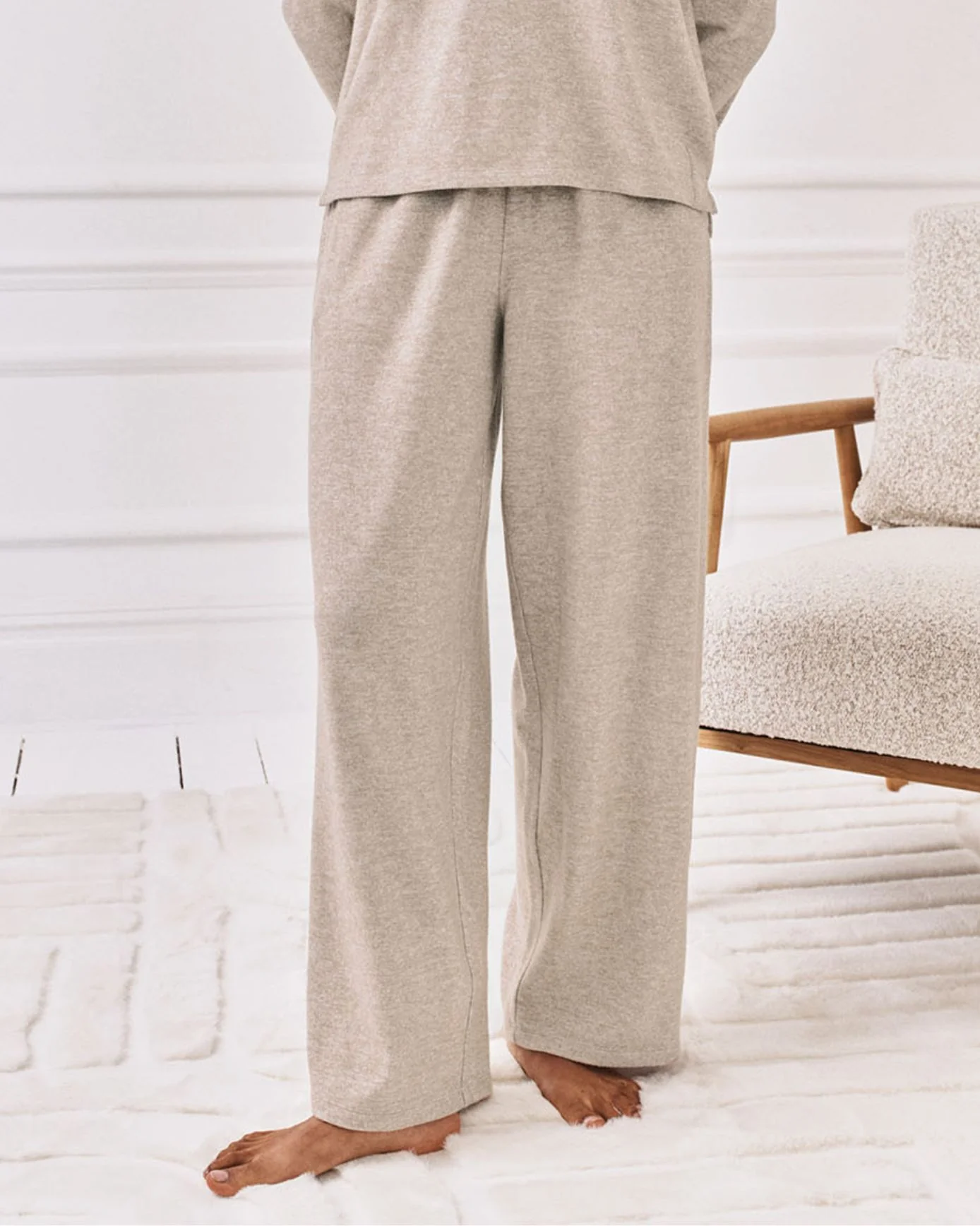 Slub-Knit Marl Joggers - Beige