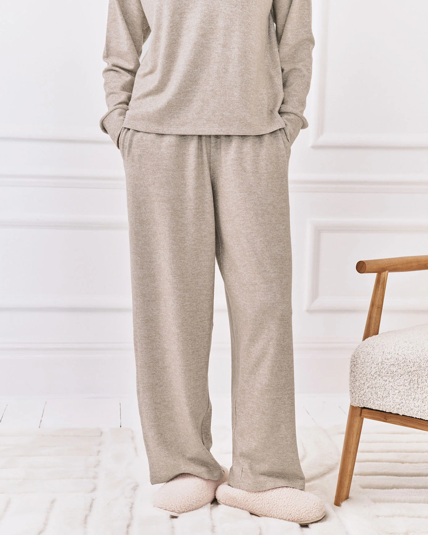 Slub-Knit Marl Joggers - Beige - Image 3