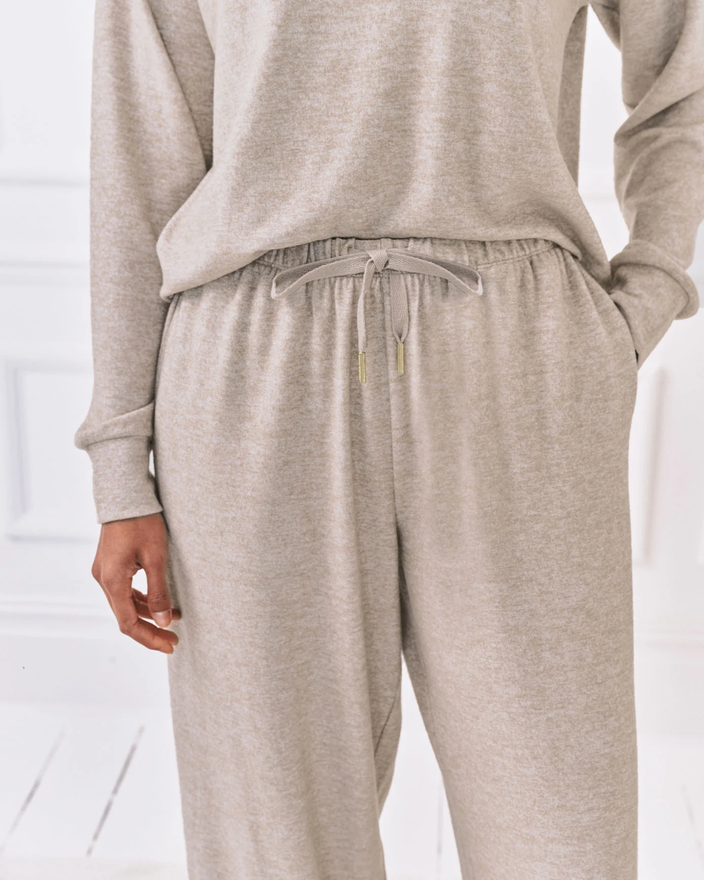 Slub-Knit Marl Joggers - Beige - Image 4
