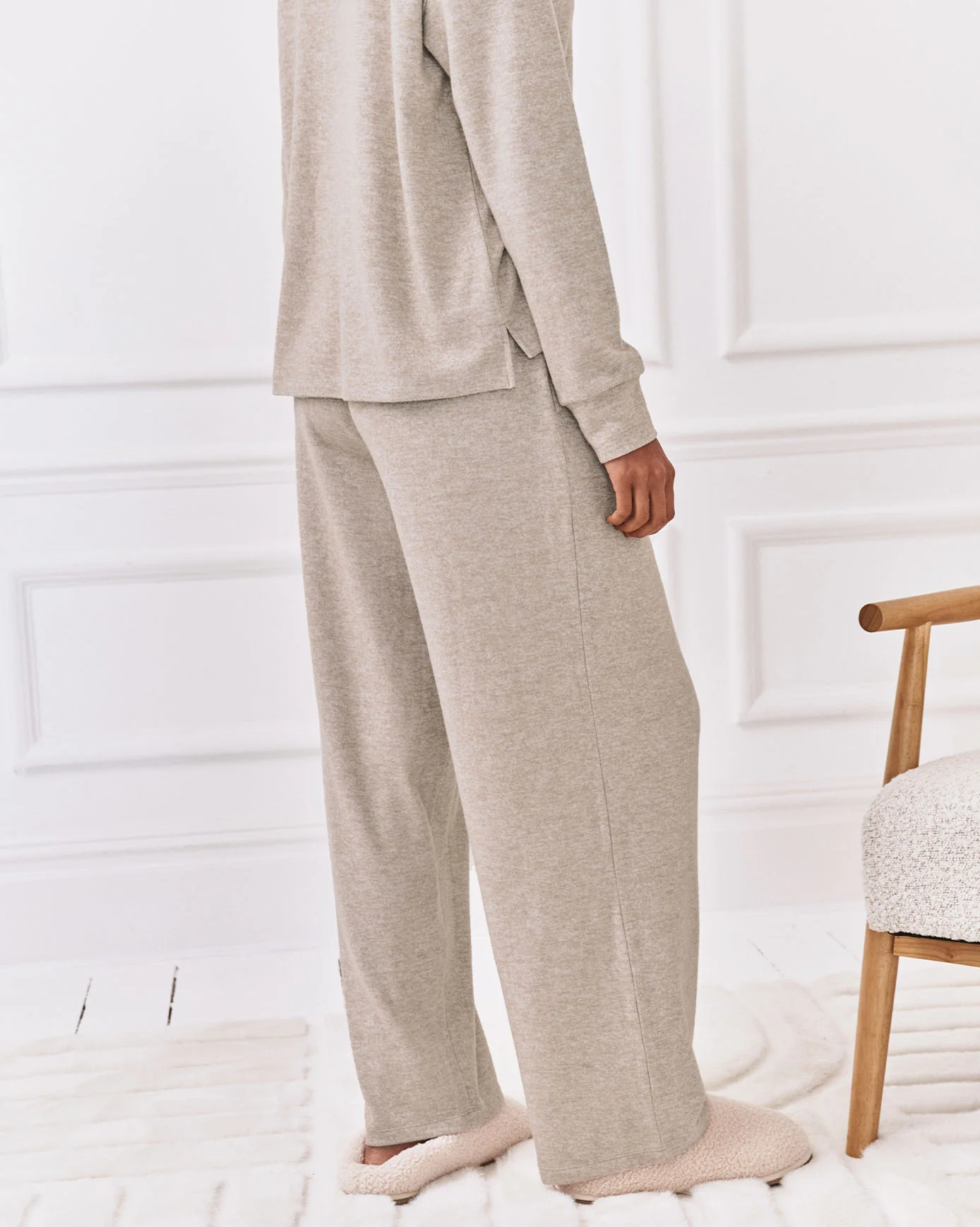 Slub-Knit Marl Joggers - Beige - Image 5