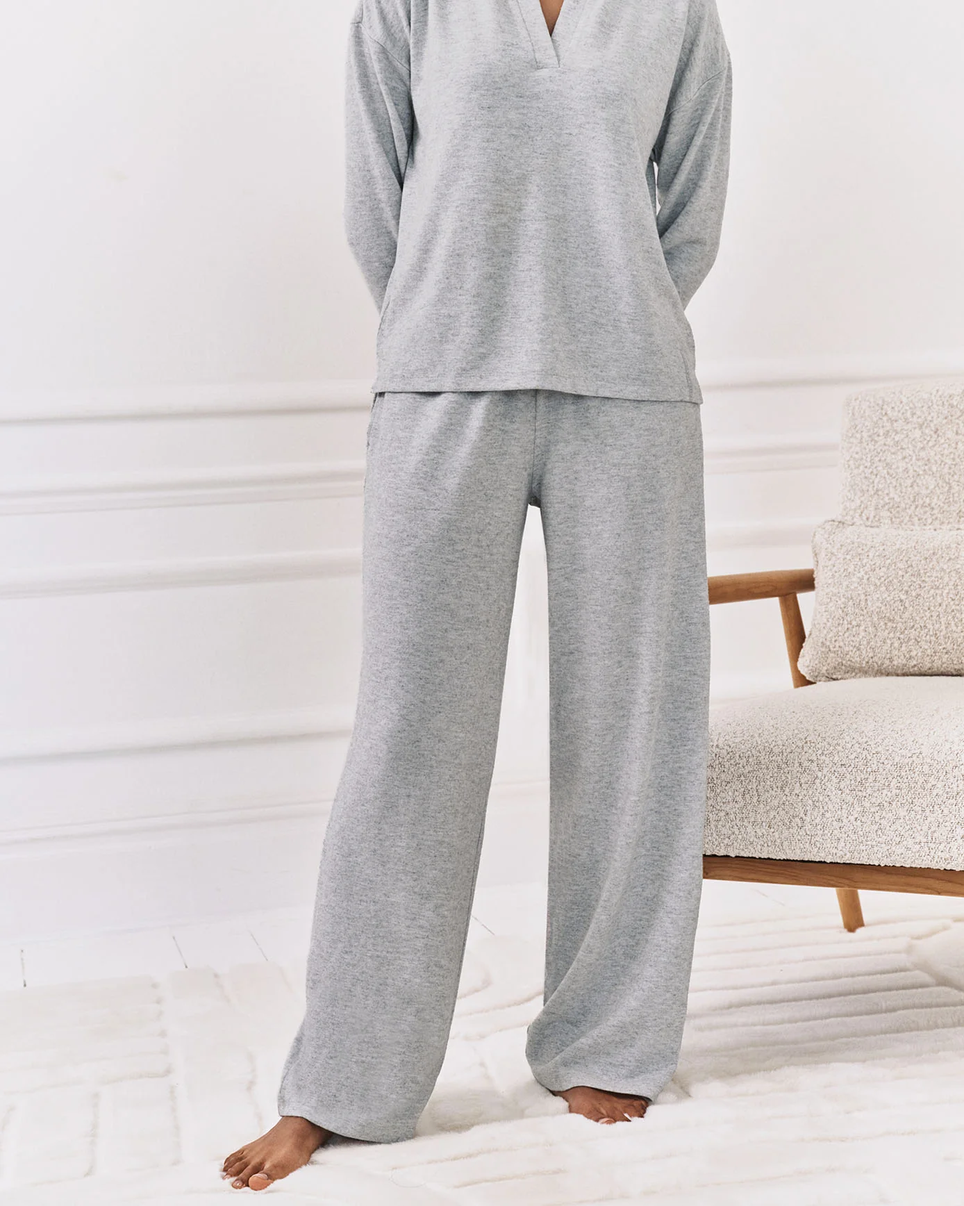 Slub-Knit Marl Joggers - Grey
