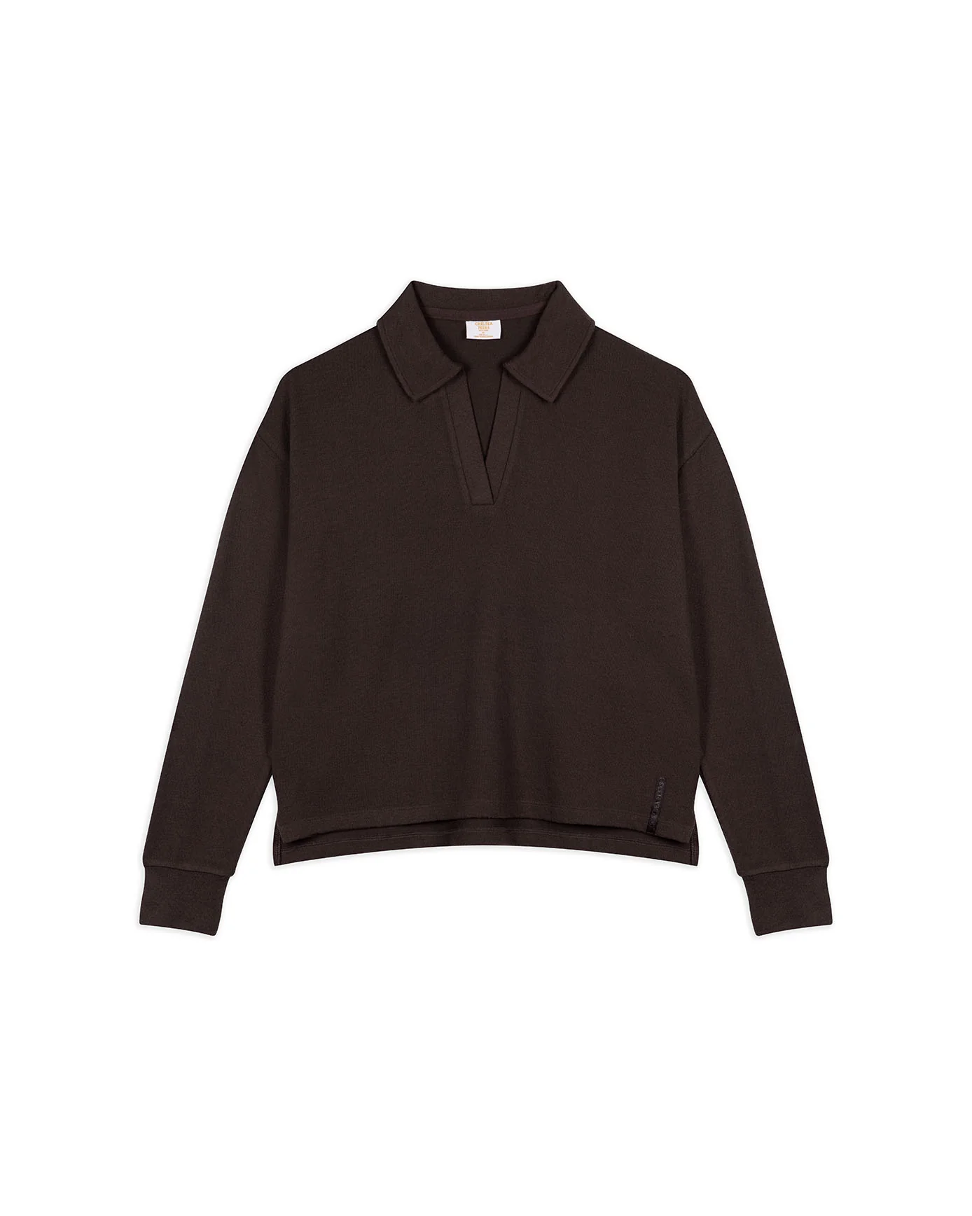 Slub-Knit Marl V-Neck Sweatshirt - Brown - Image 7