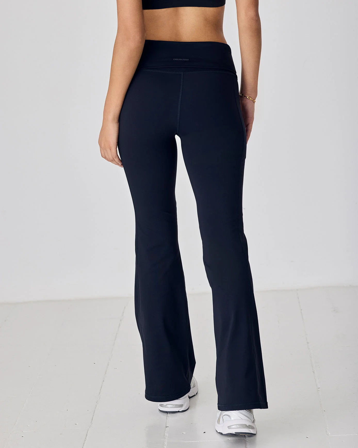 SoftSculpt Folded Waist Flared Leggings - Black - Image 4