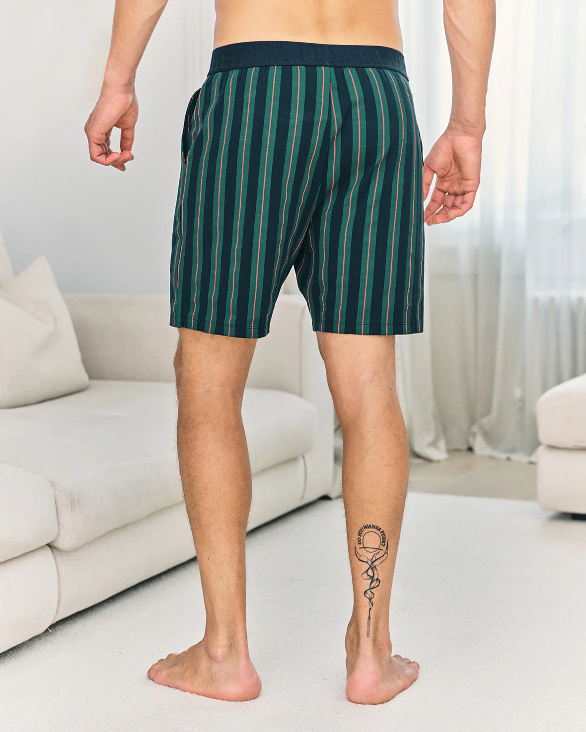 Organic Cotton Stripe Pyjama Shorts - Navy - Image 6