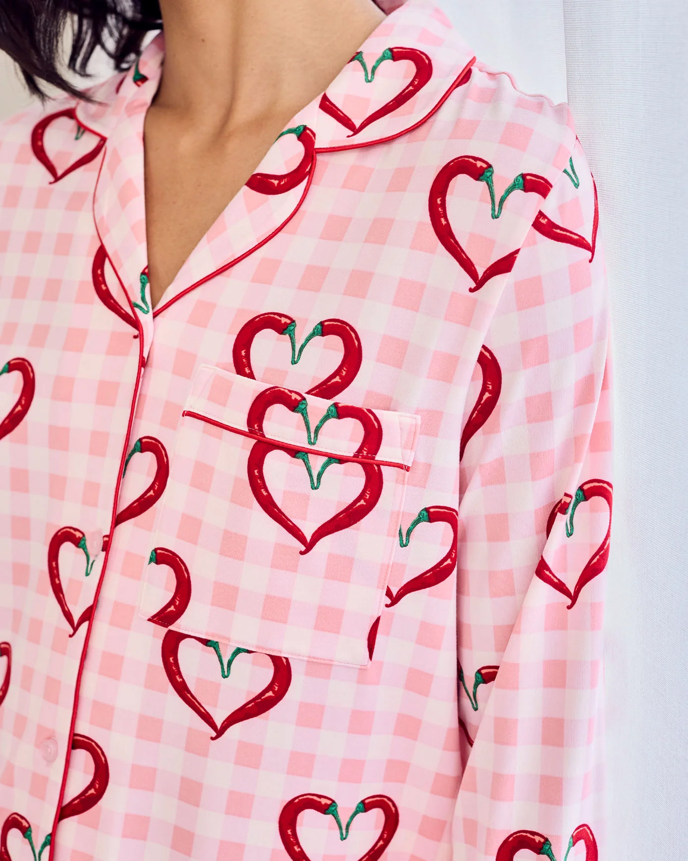 Tall Chilli Heart Print Long Pyjama Set - Image 5