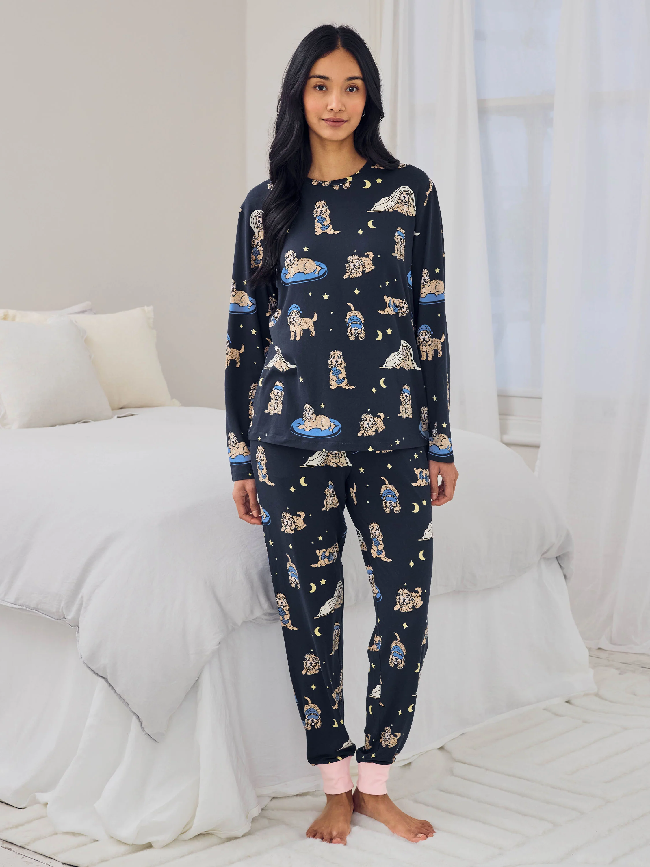 Tall Cockapoo Snooze Print Long Pyjama Set