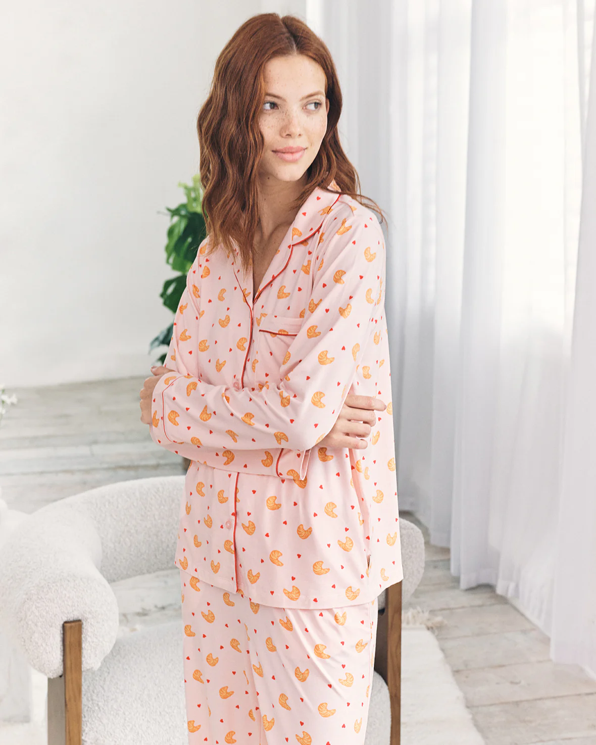 Tall Croissant Print Long Pyjama Set - Image 3