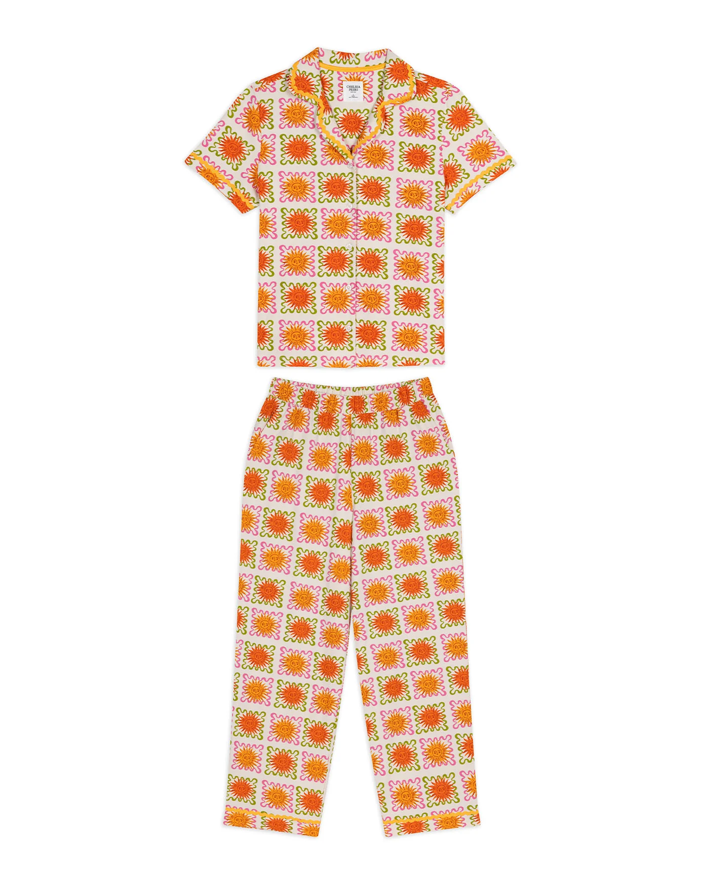 Tall Organic Cotton Sunshine Tile Print Long Pyjama Set - Image 6